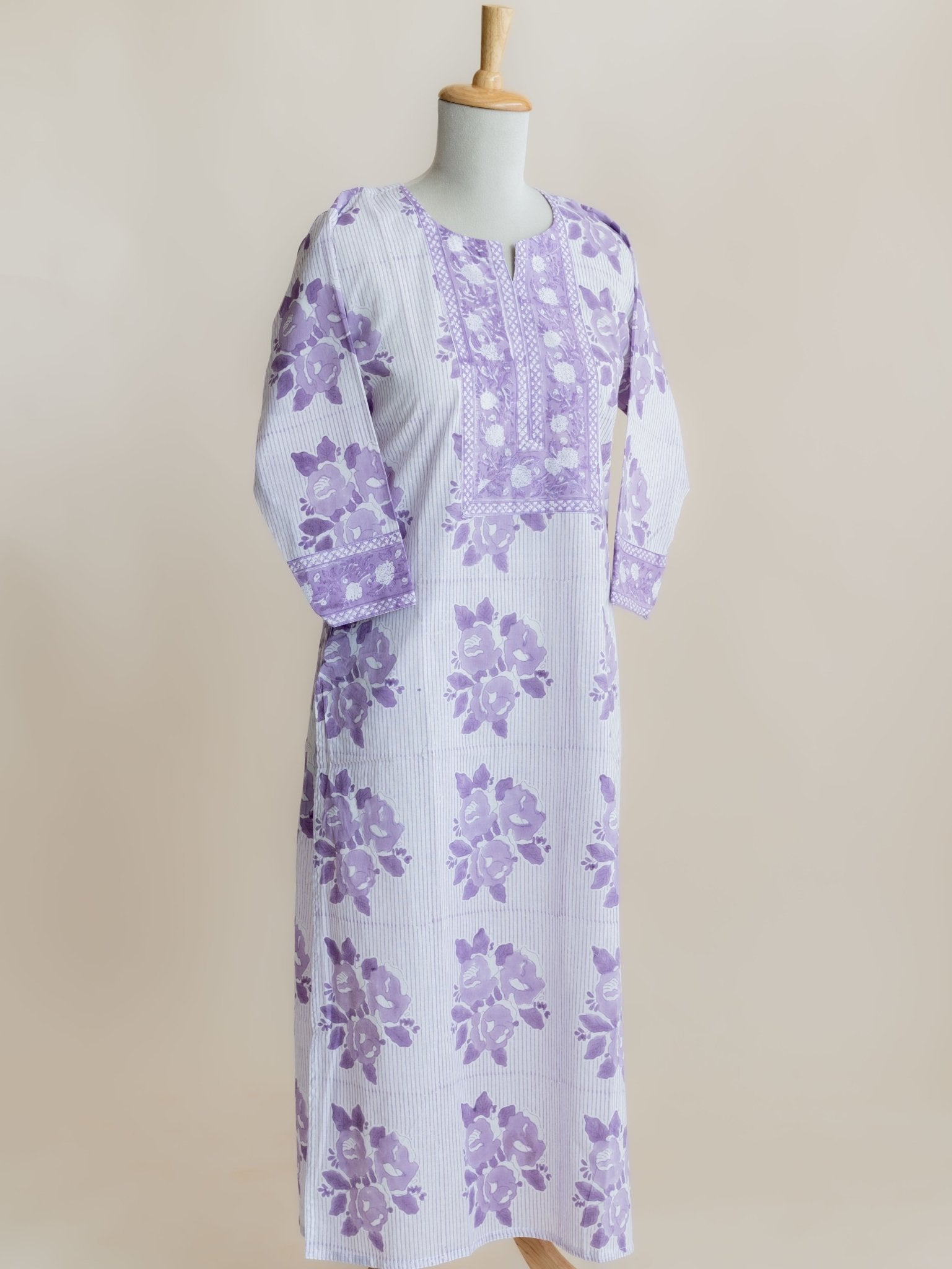 Safna Cotton Block Printed Straight Kurta - AINA