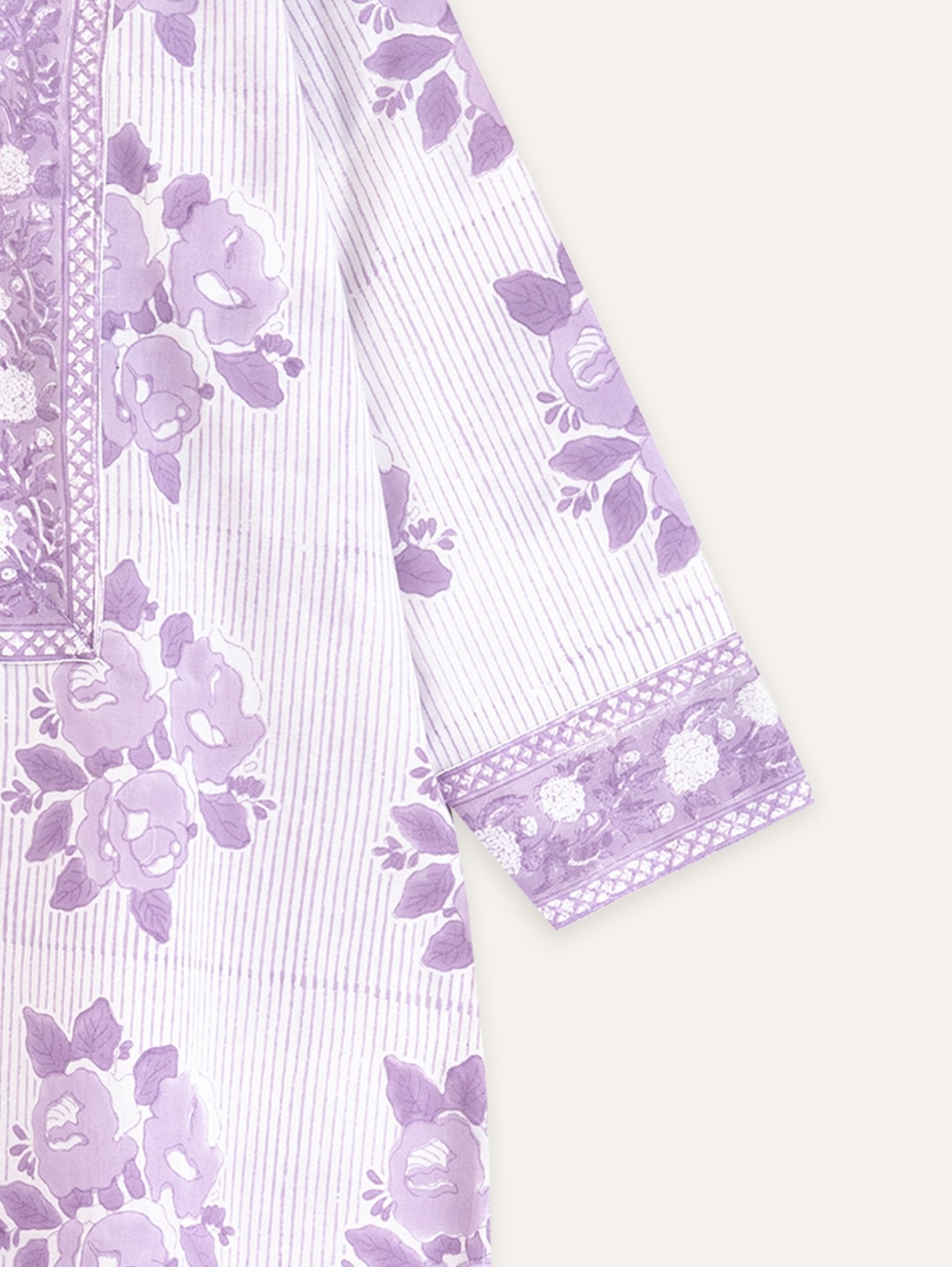 Safna Cotton Block Printed Straight Kurta - AINA