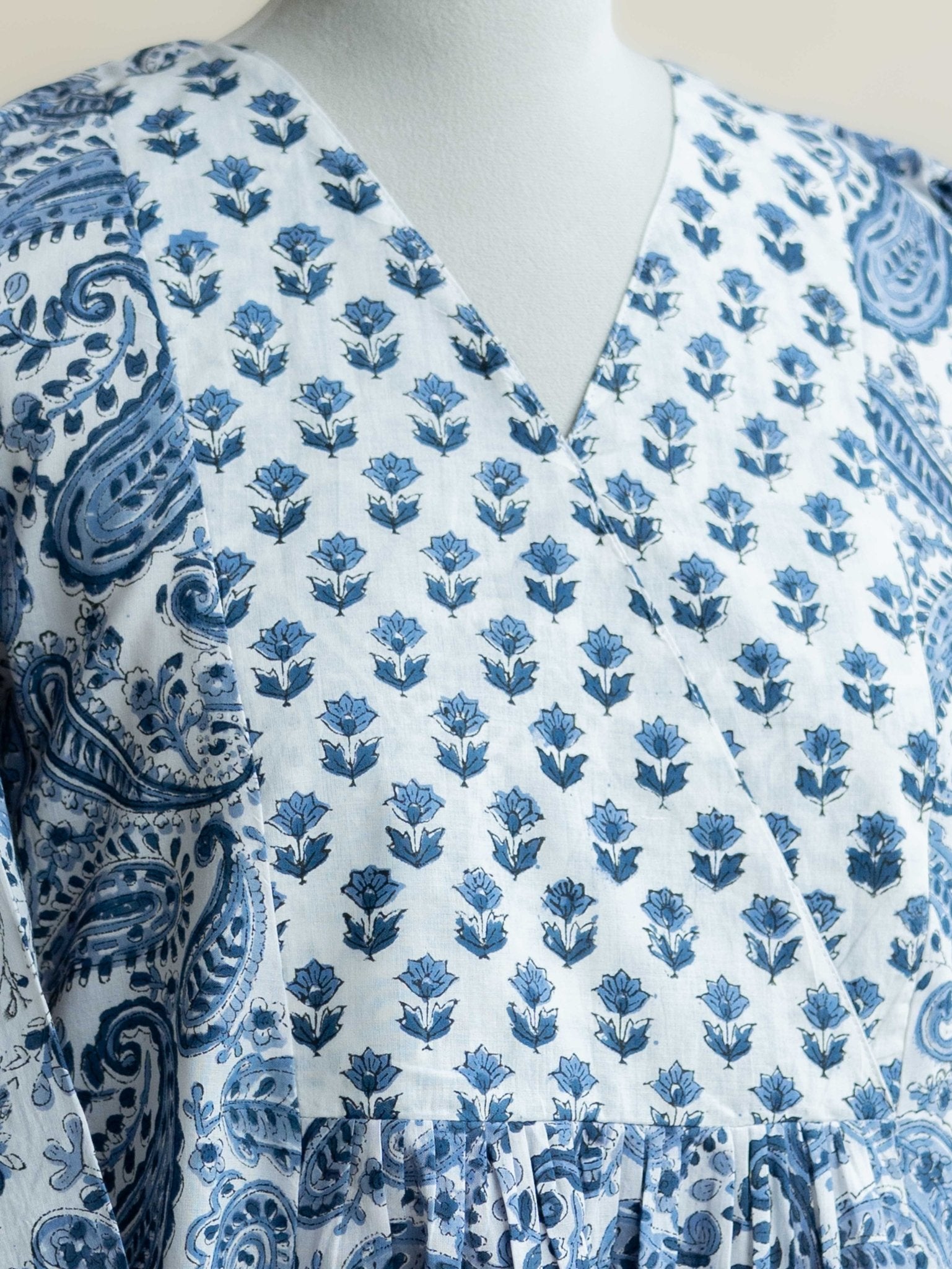 Saheli Cotton Block Printed A-Line Kurta - AINA