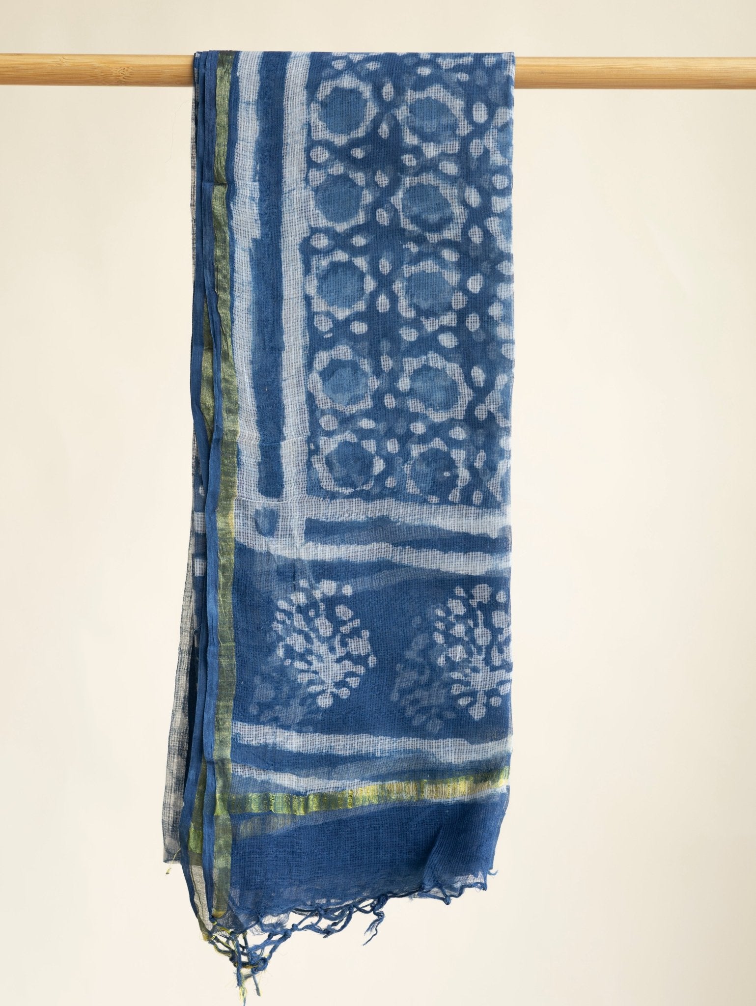 Saheli Kota Doria Block Printed Dupatta - AINA