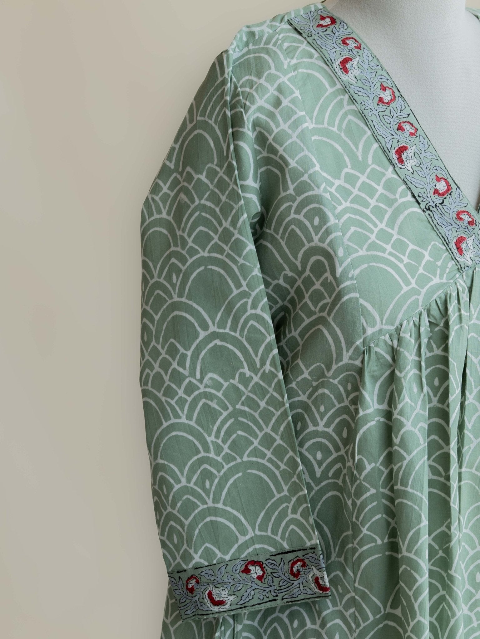 Saima Cotton Block Printed A - Line Kurta - AINA