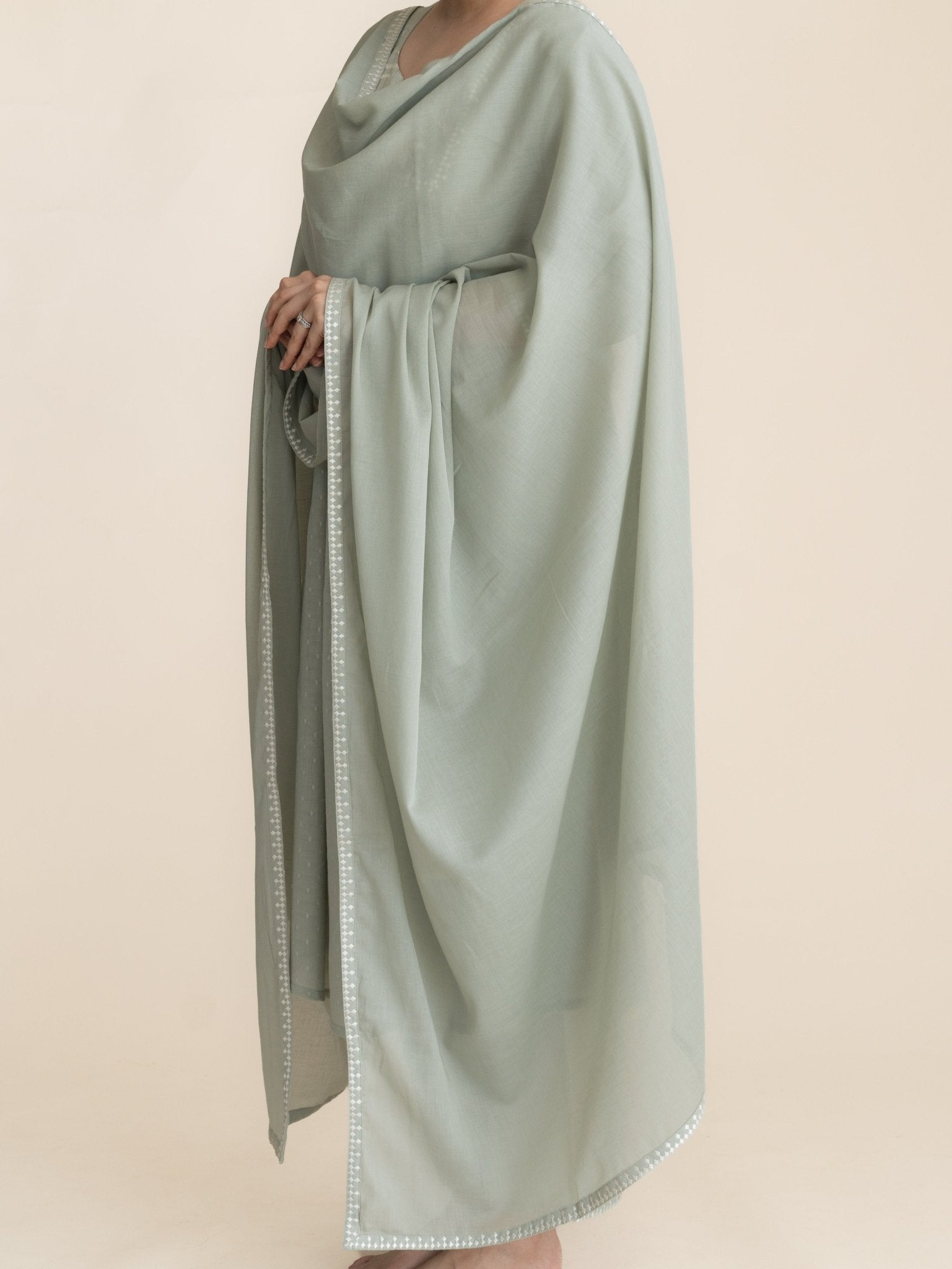 Saisha Cotton Dobby Embroidered A-Line Suit Set - AINA
