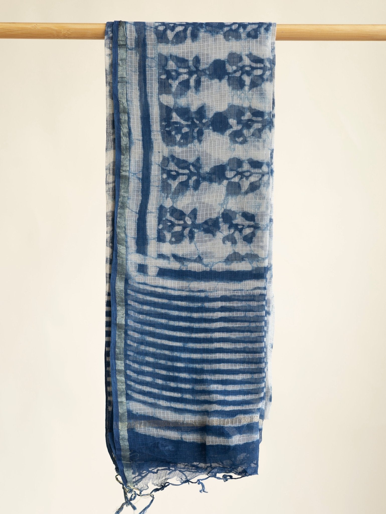 Sajni Kota Doria Block Printed Dupatta - AINA