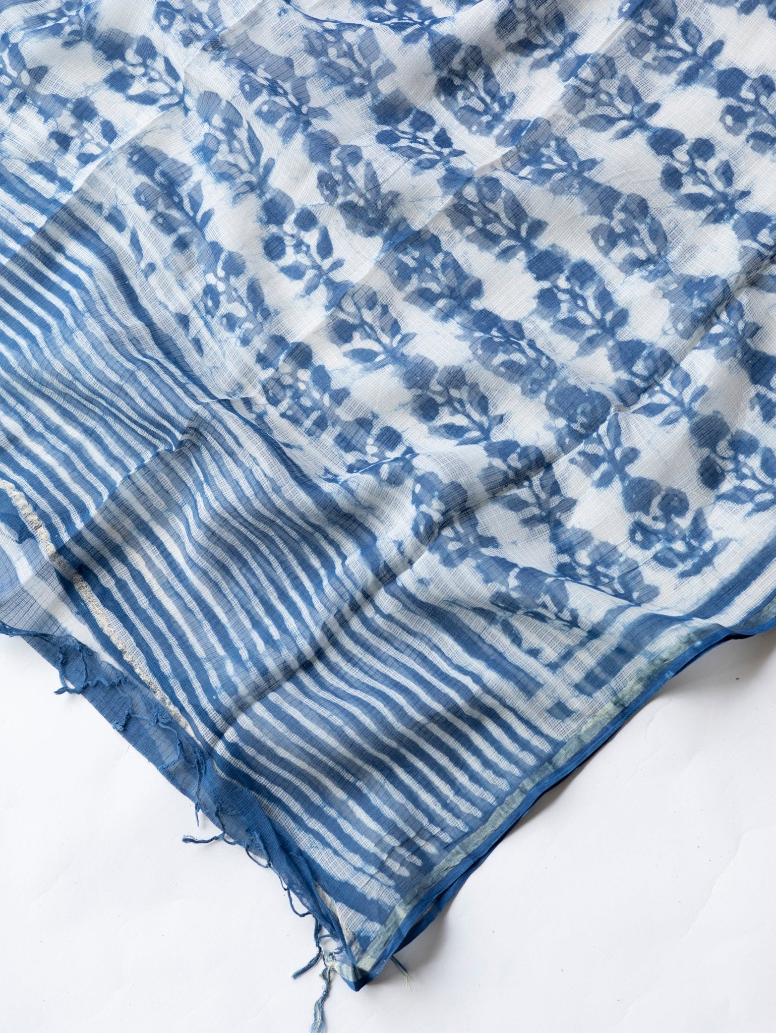 Sajni Kota Doria Block Printed Dupatta - AINA