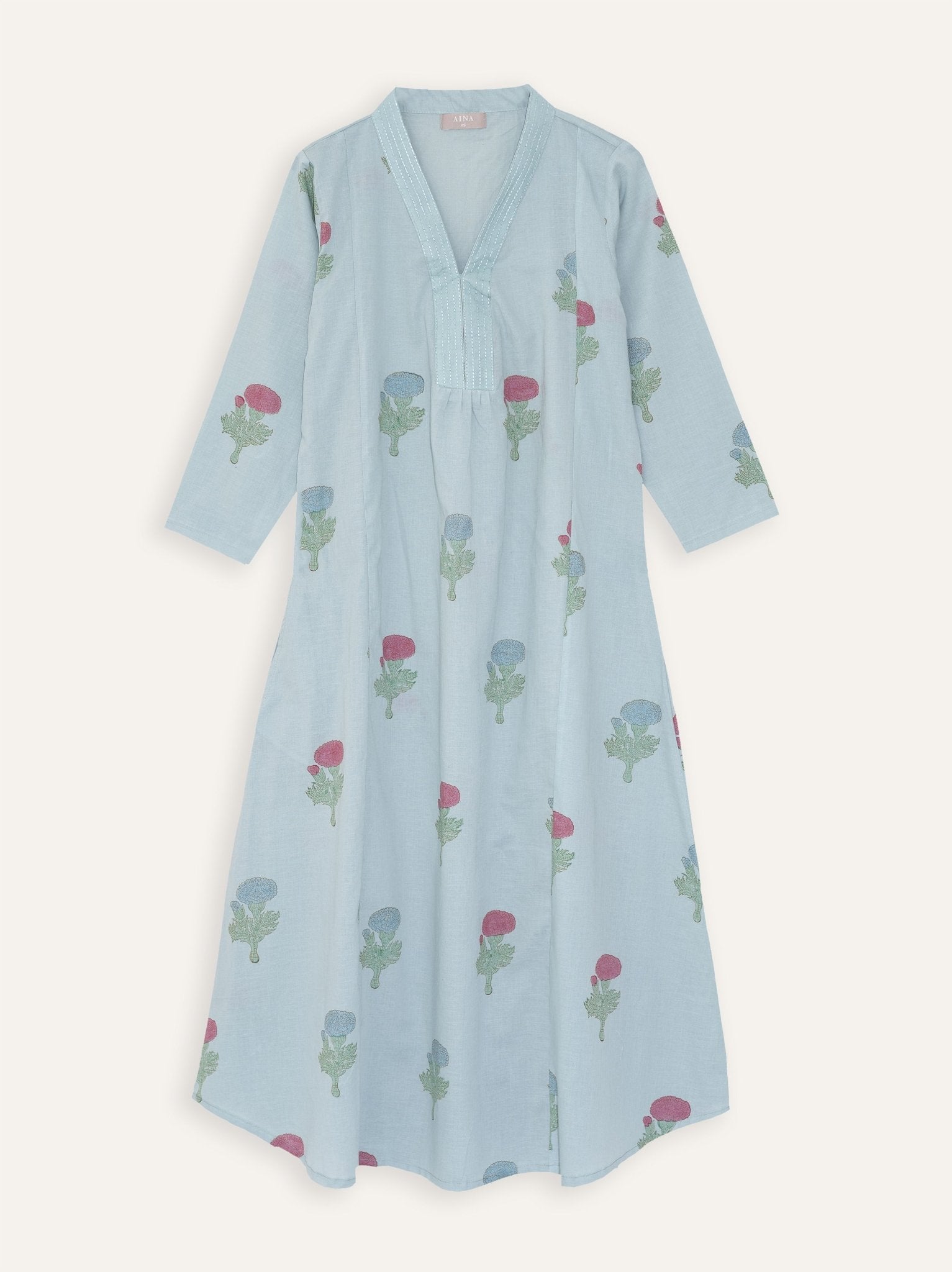 Samyukta Cotton Block Printed A - Line Kurta - AINA