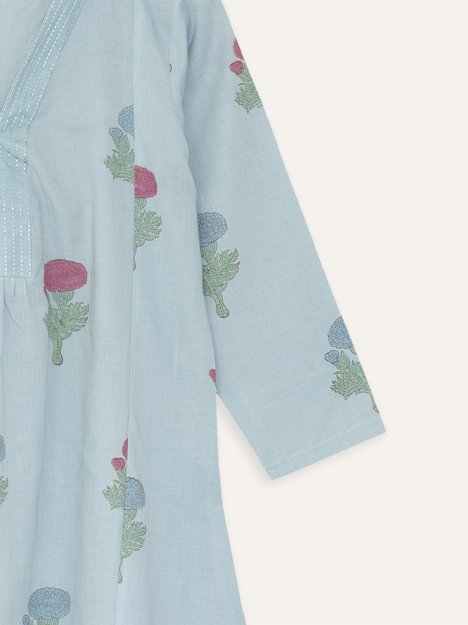 Samyukta Cotton Block Printed A - Line Kurta - AINA
