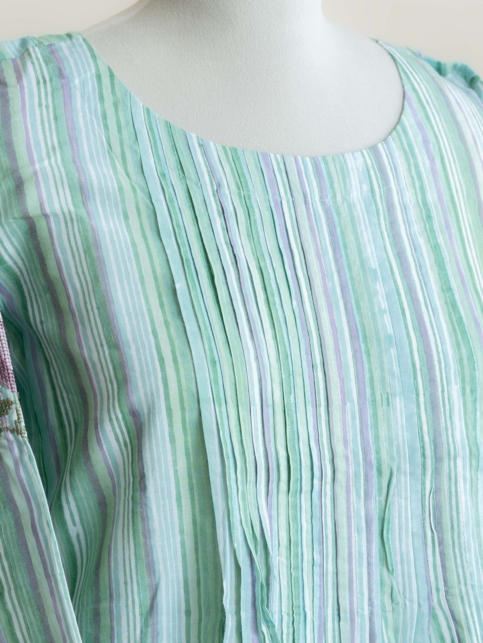 Sanha Cotton Block Printed Embroidered A - Line Kurta - AINA