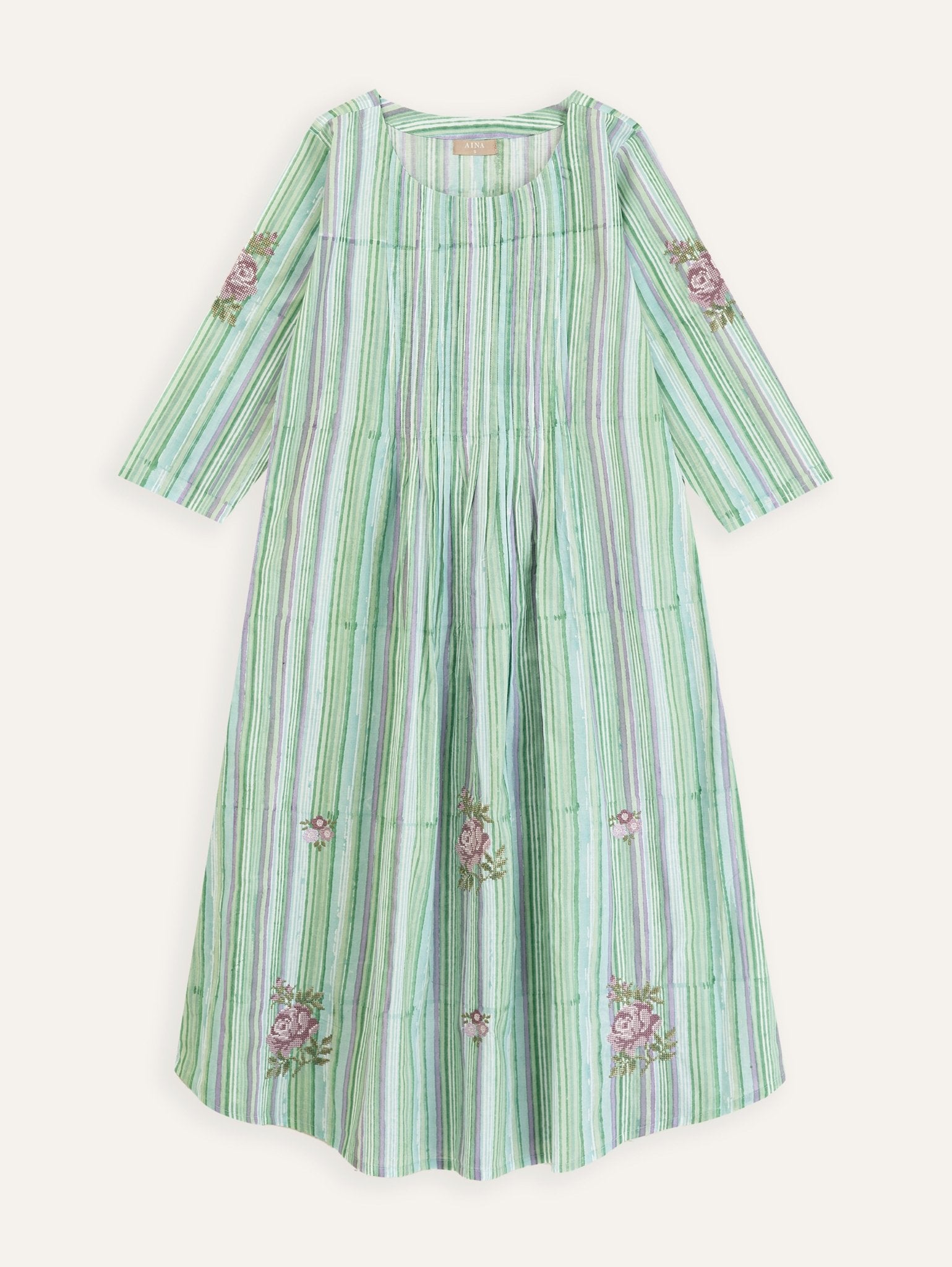 Sanha Cotton Block Printed Embroidered A - Line Kurta - AINA