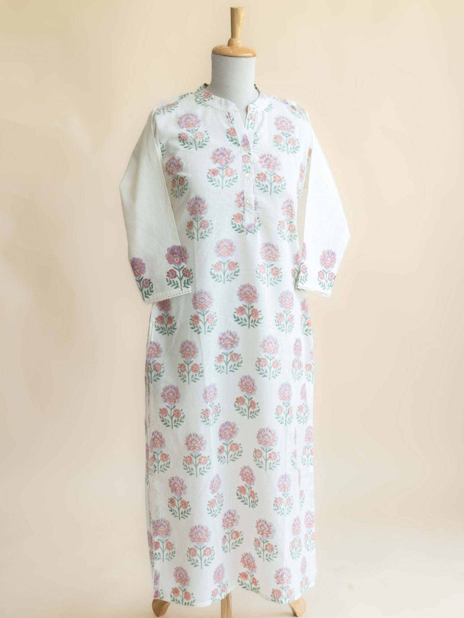 Sanija Cotton Block Printed Straight Kurta - AINA