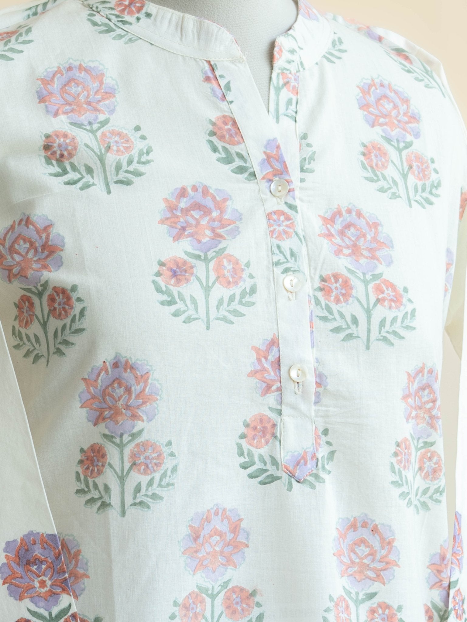 Sanija Cotton Block Printed Straight Kurta - AINA