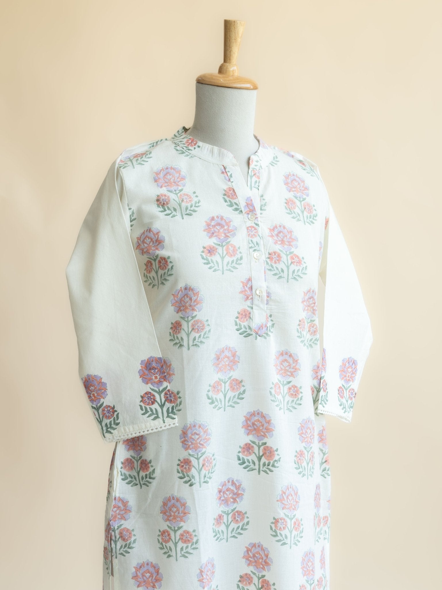 Sanija Cotton Block Printed Straight Kurta - AINA