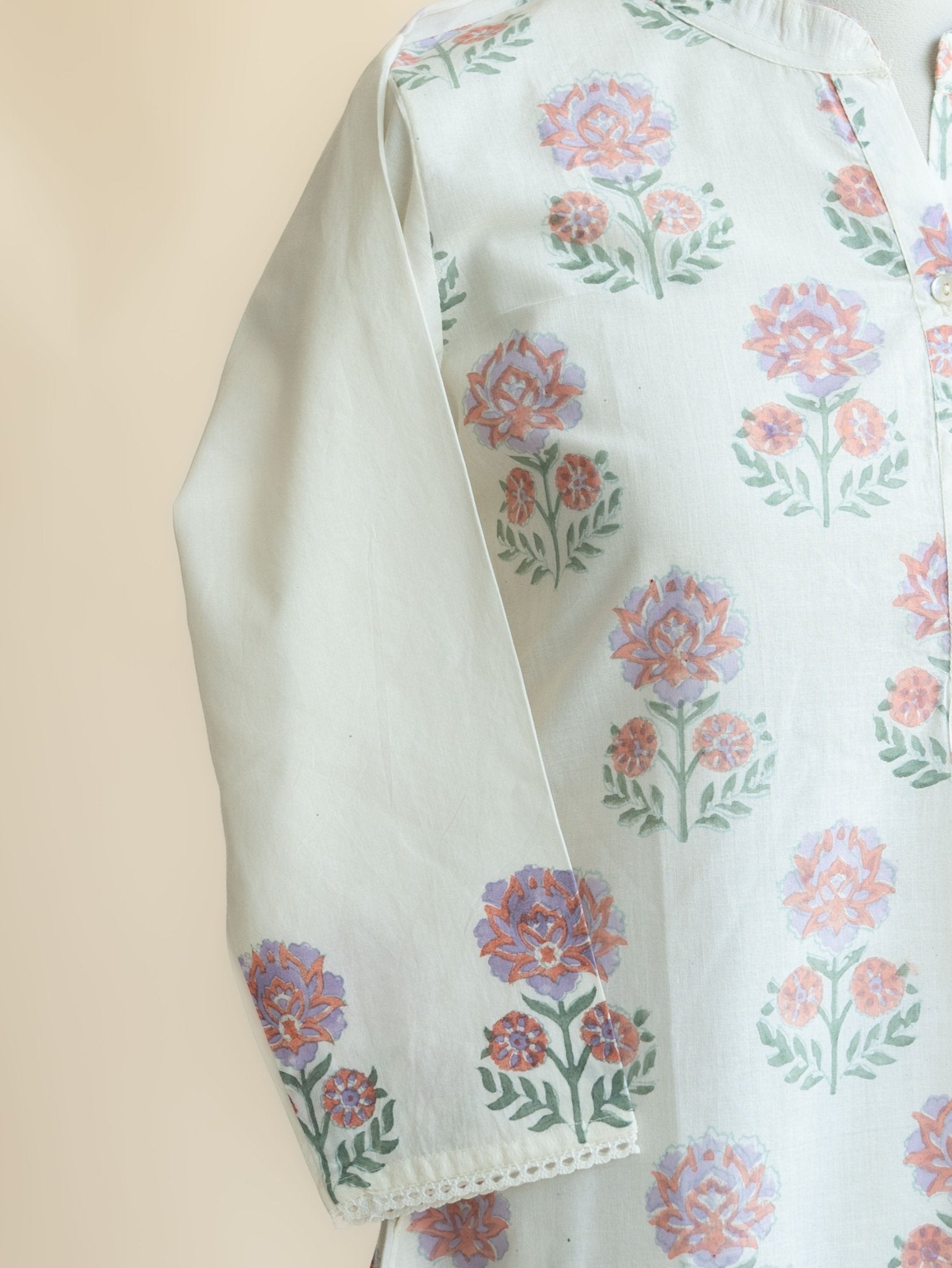 Sanija Cotton Block Printed Straight Kurta - AINA