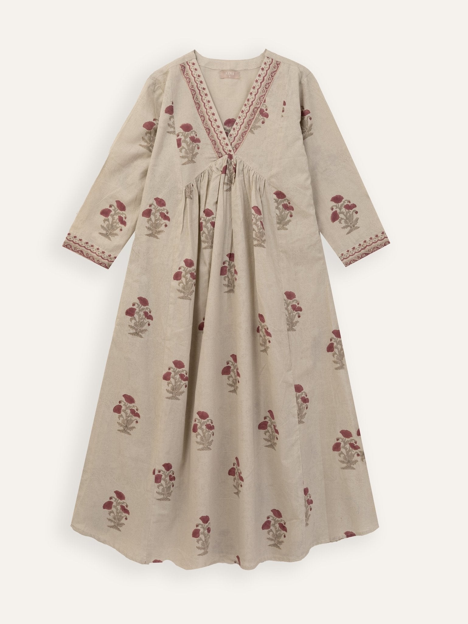 Sanjh Cotton Block Printed A - Line Kurta - AINA