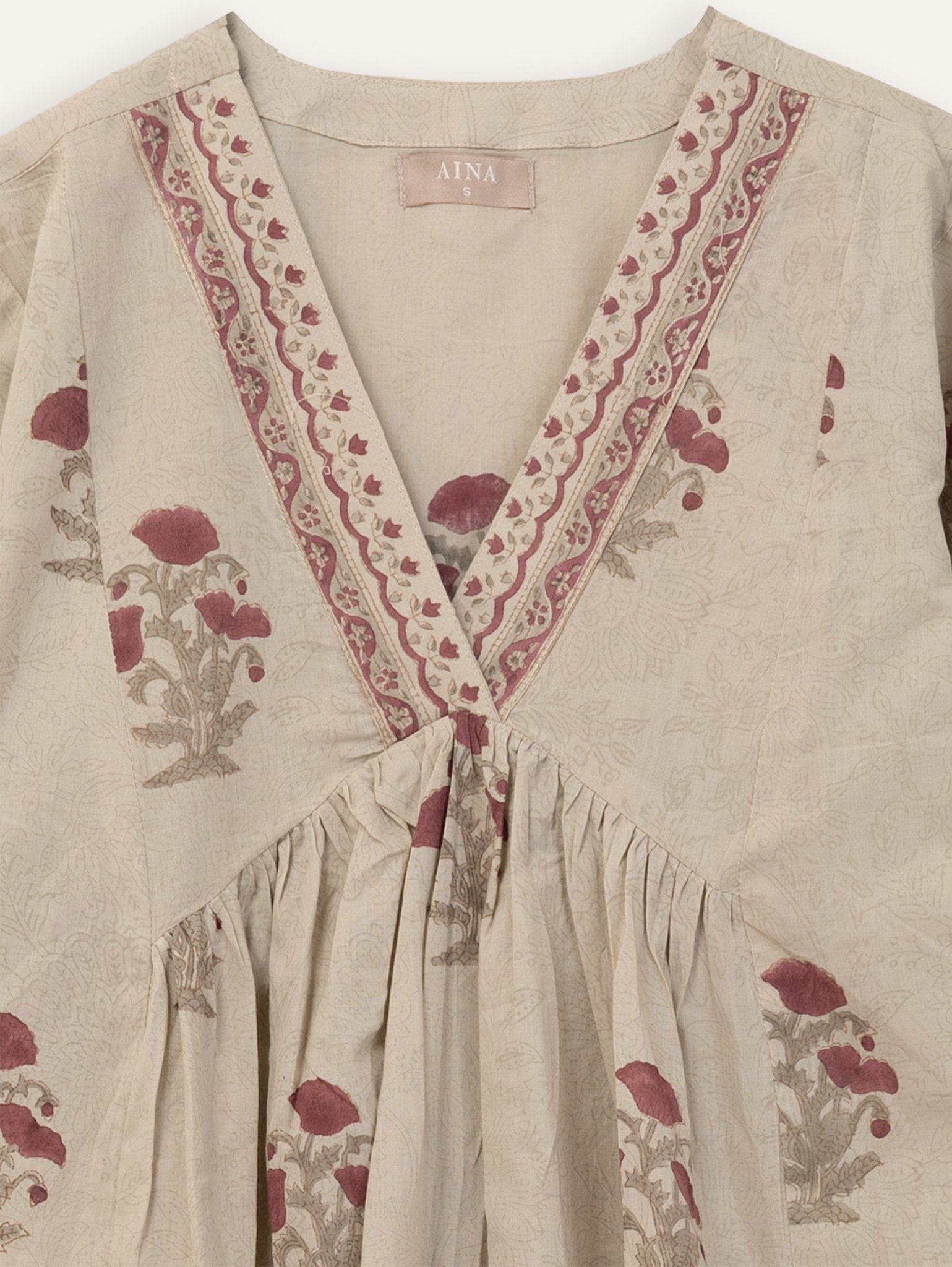 Sanjh Cotton Block Printed A - Line Kurta - AINA
