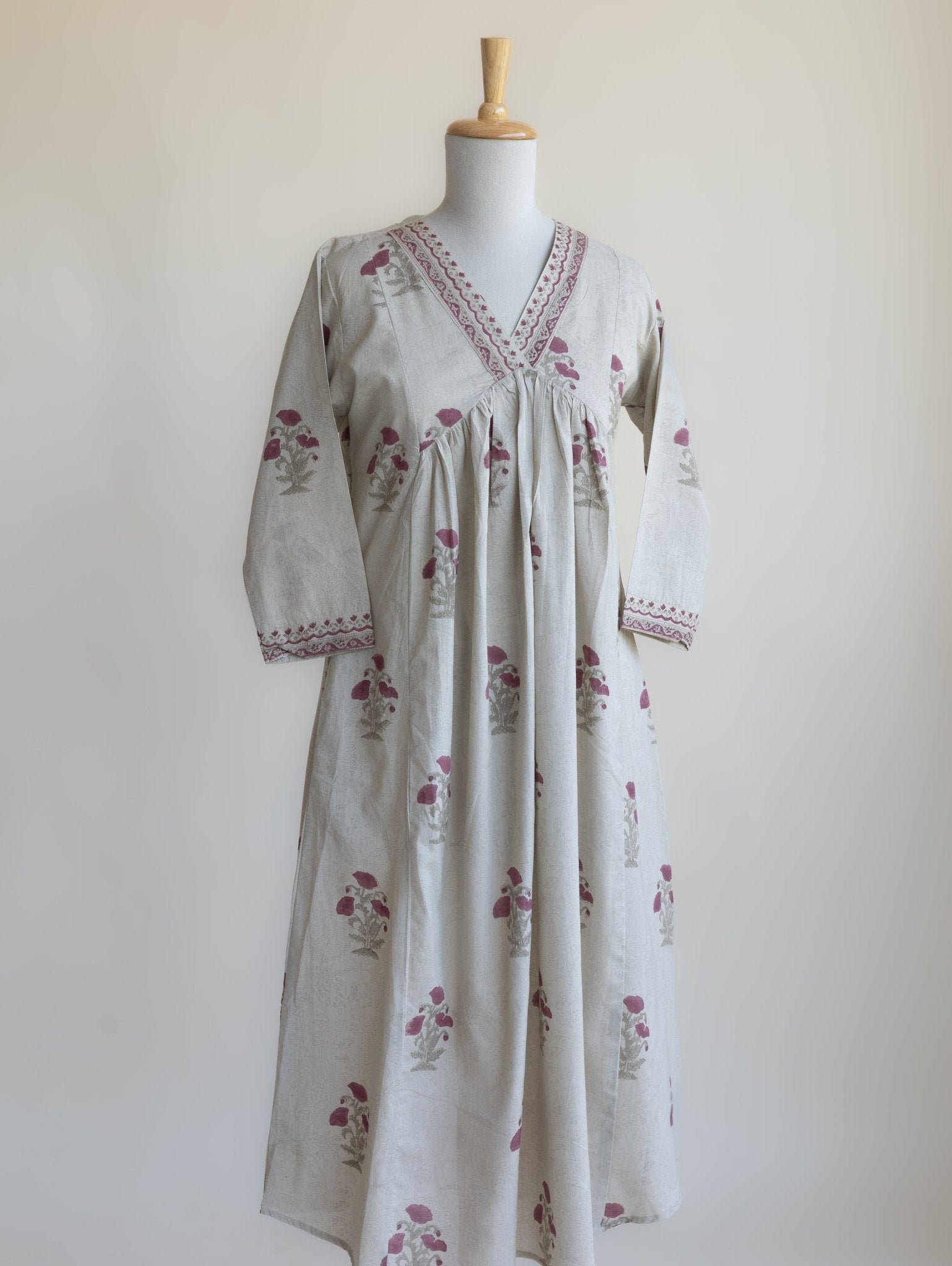 Sanjh Cotton Block Printed A - Line Kurta - AINA