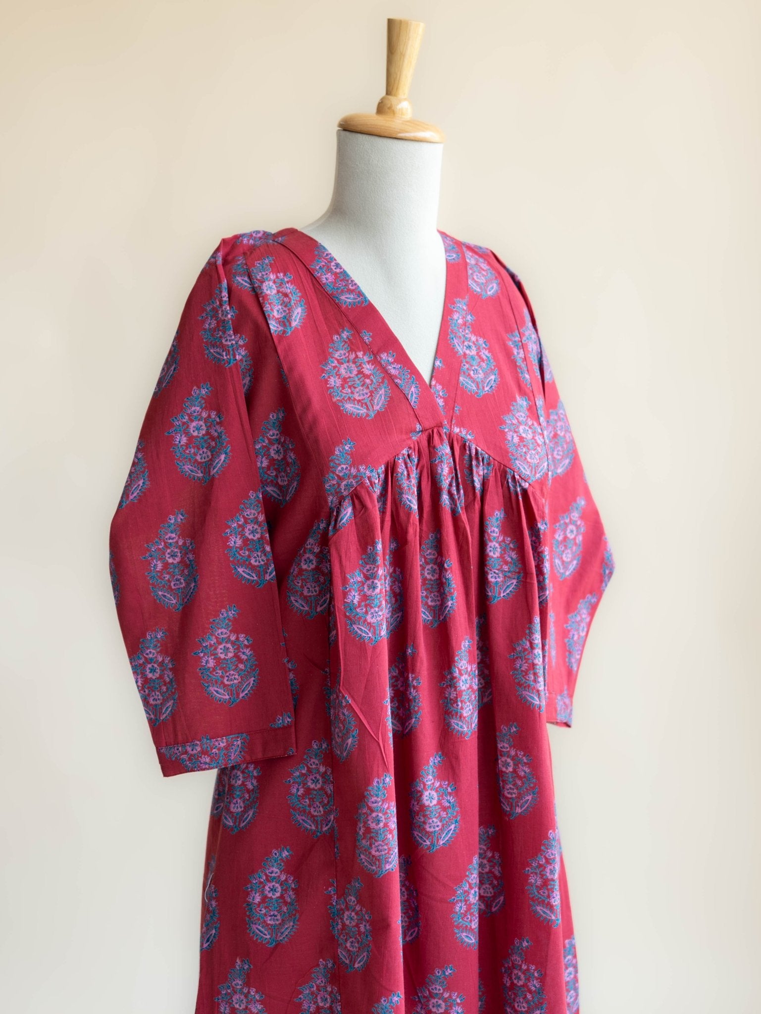 Sanvi Cotton Block Printed A - Line Kurta - AINA