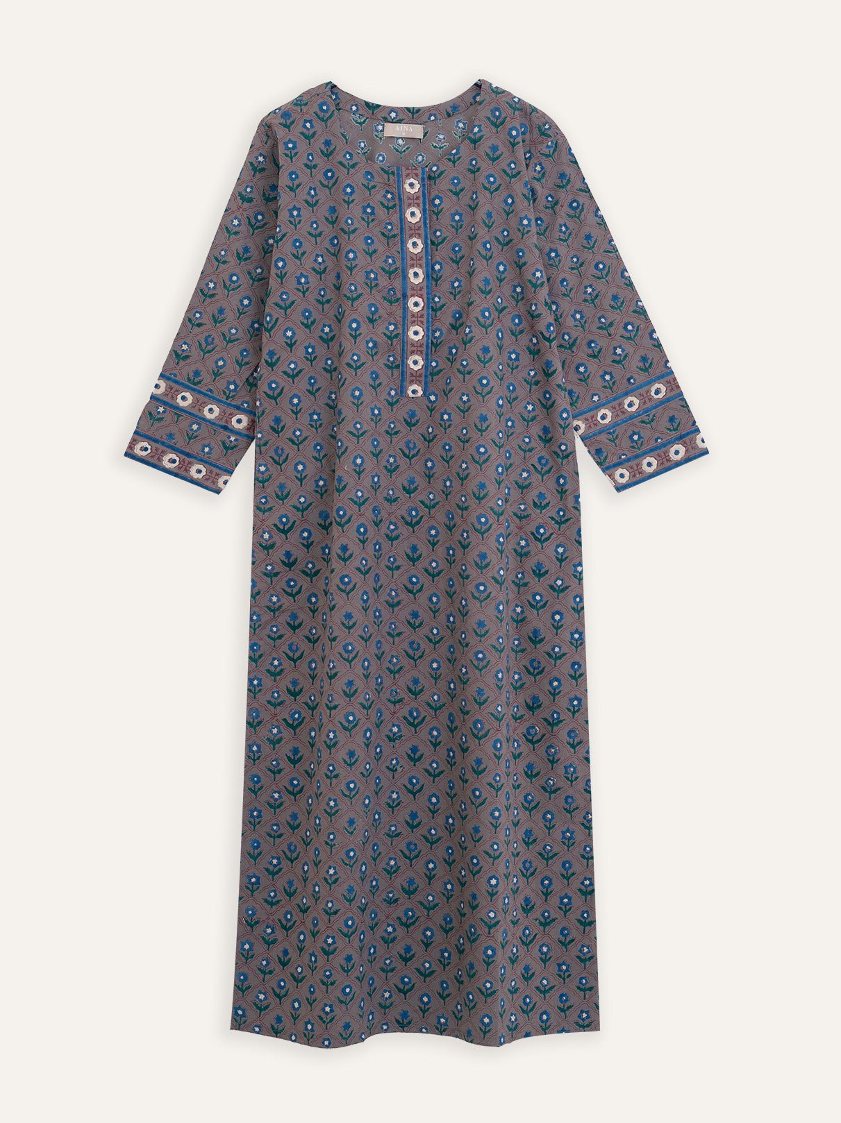 Sarah Cotton Discharge Block Printed Straight Kurta - AINA