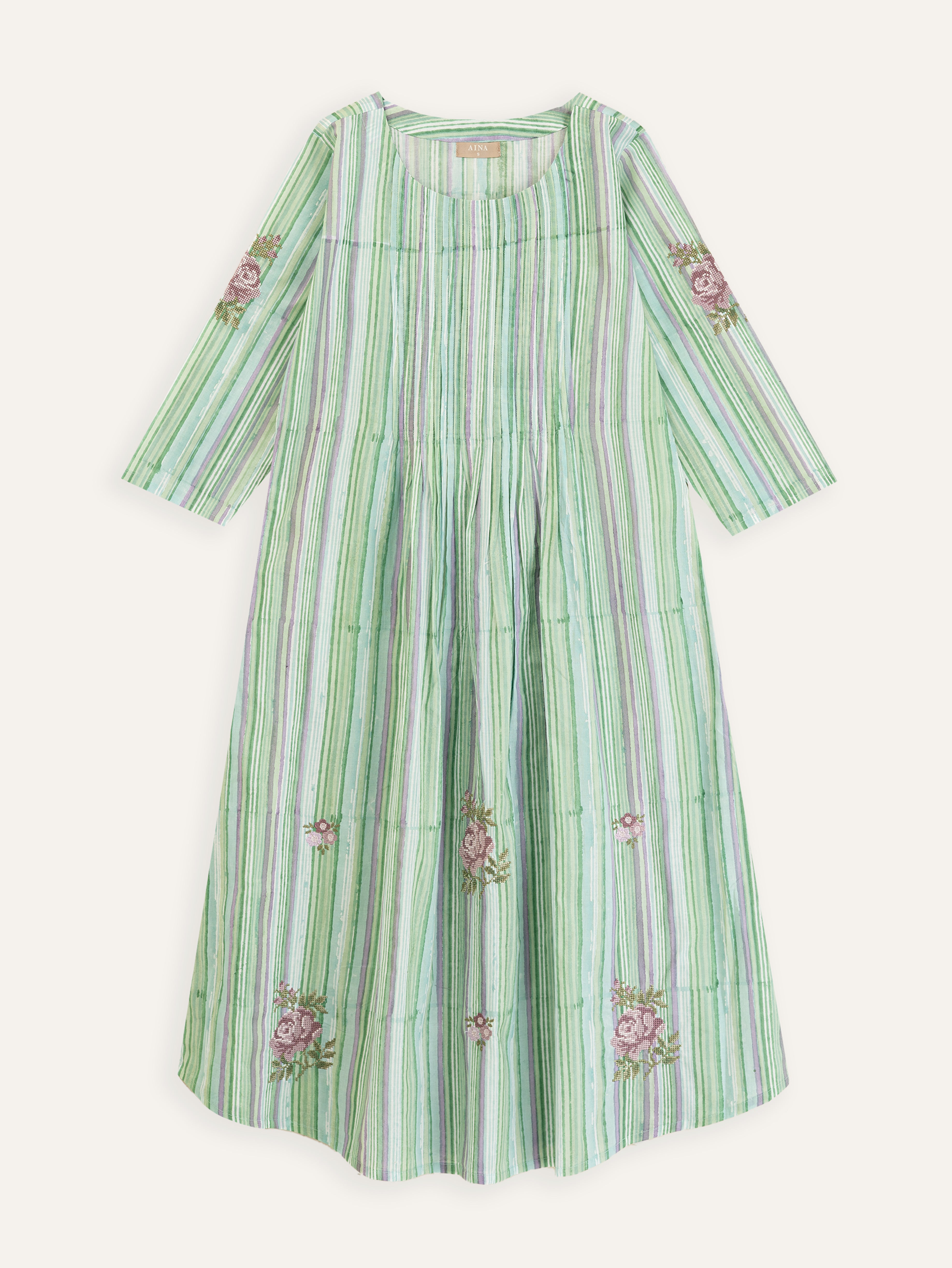 Sanha Cotton Block Printed Embroidered A-Line Kurta