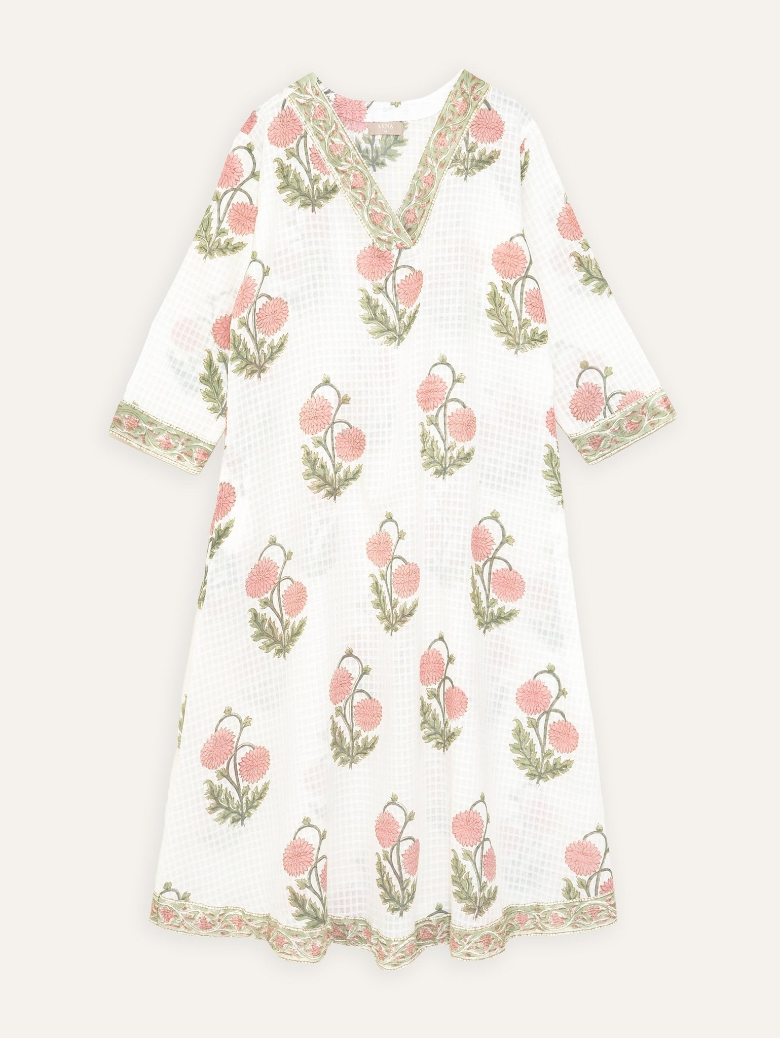 Sehba Cotton Block Printed A - Line Kurta - AINA