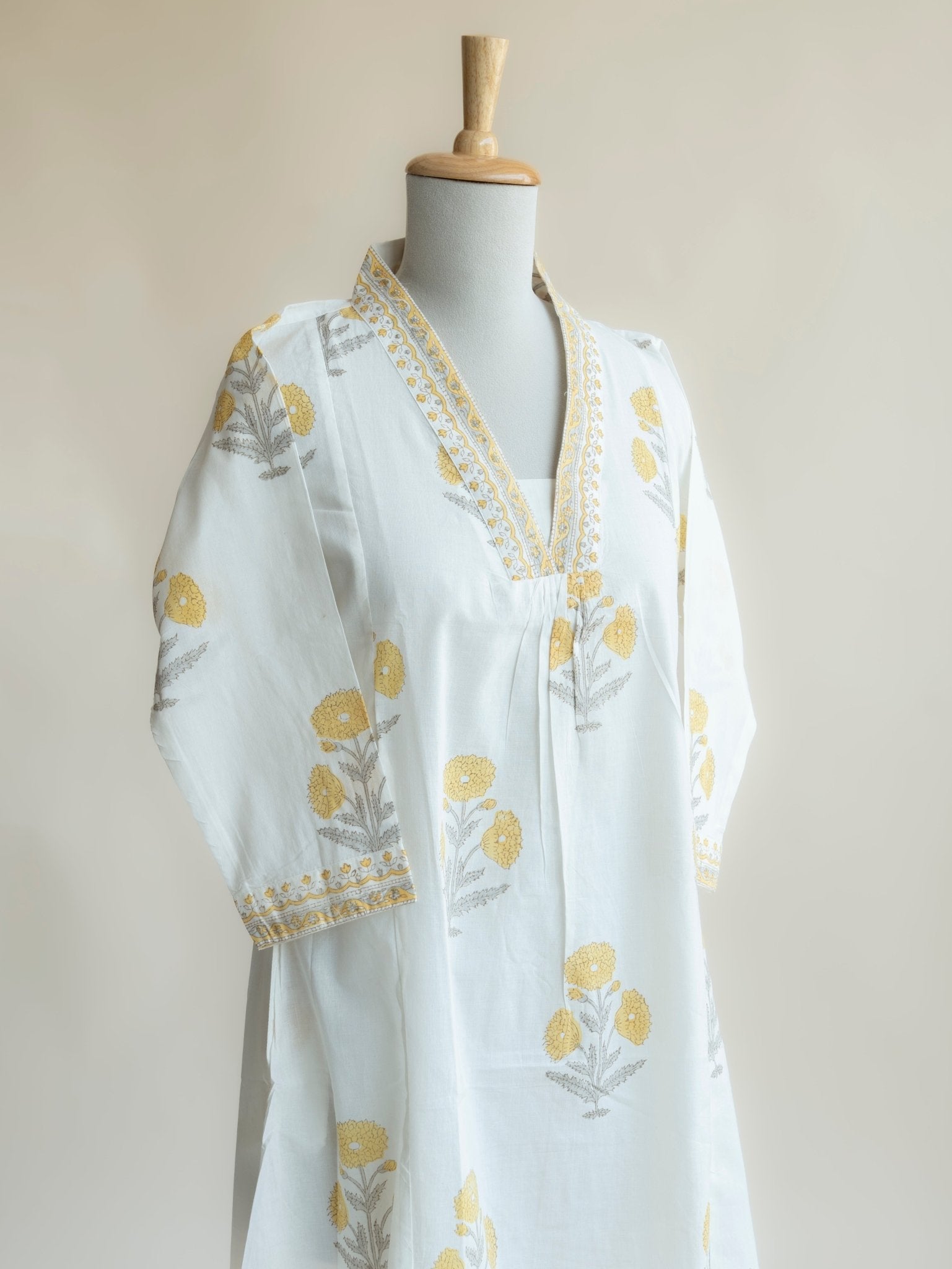 Seher Cotton Block Printed A Line Kurta - AINA