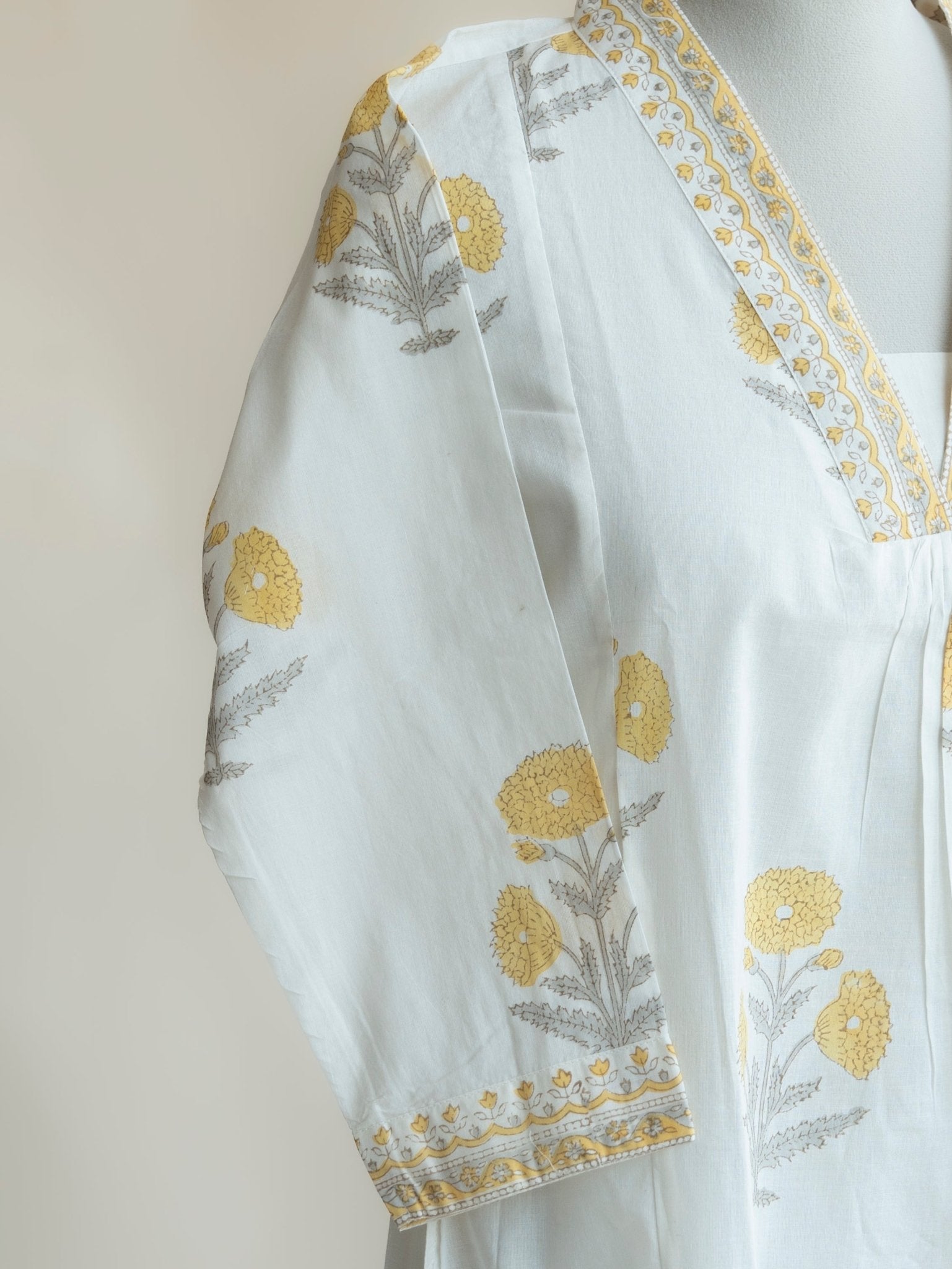 Seher Cotton Block Printed A Line Kurta - AINA