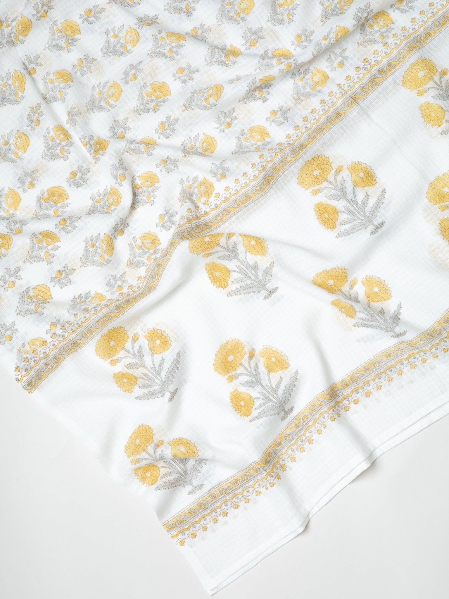 Seher Kota Doria Block Printed Dupatta - AINA