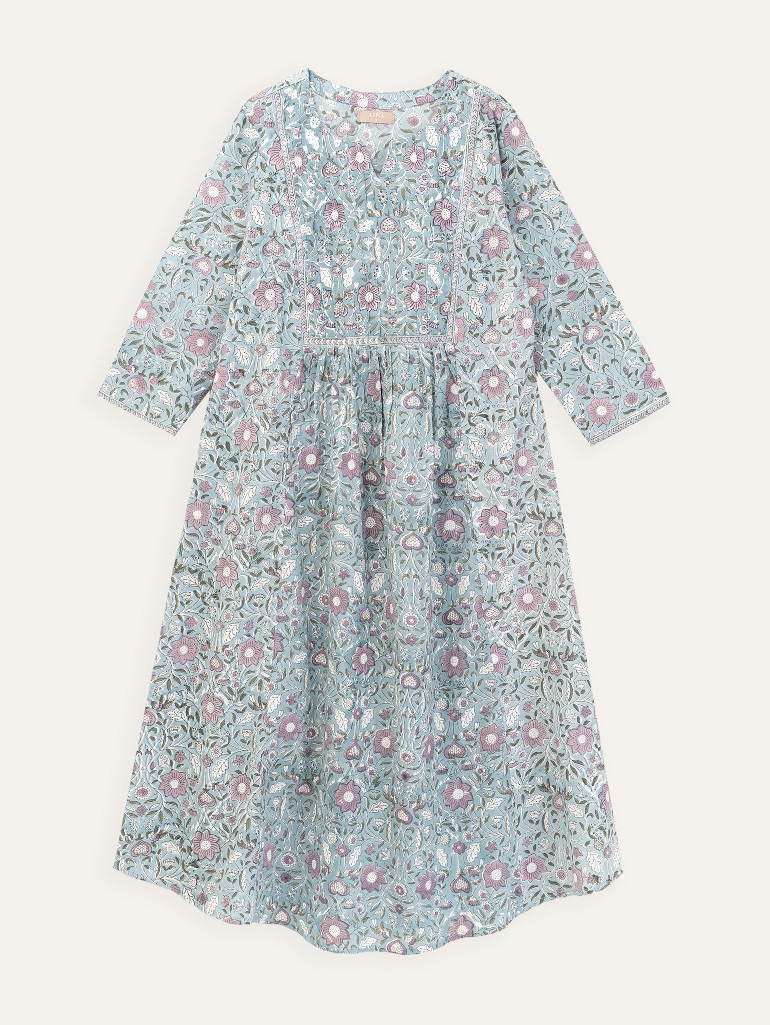 Senha Cotton Block Printed A - Line Kurta - AINA