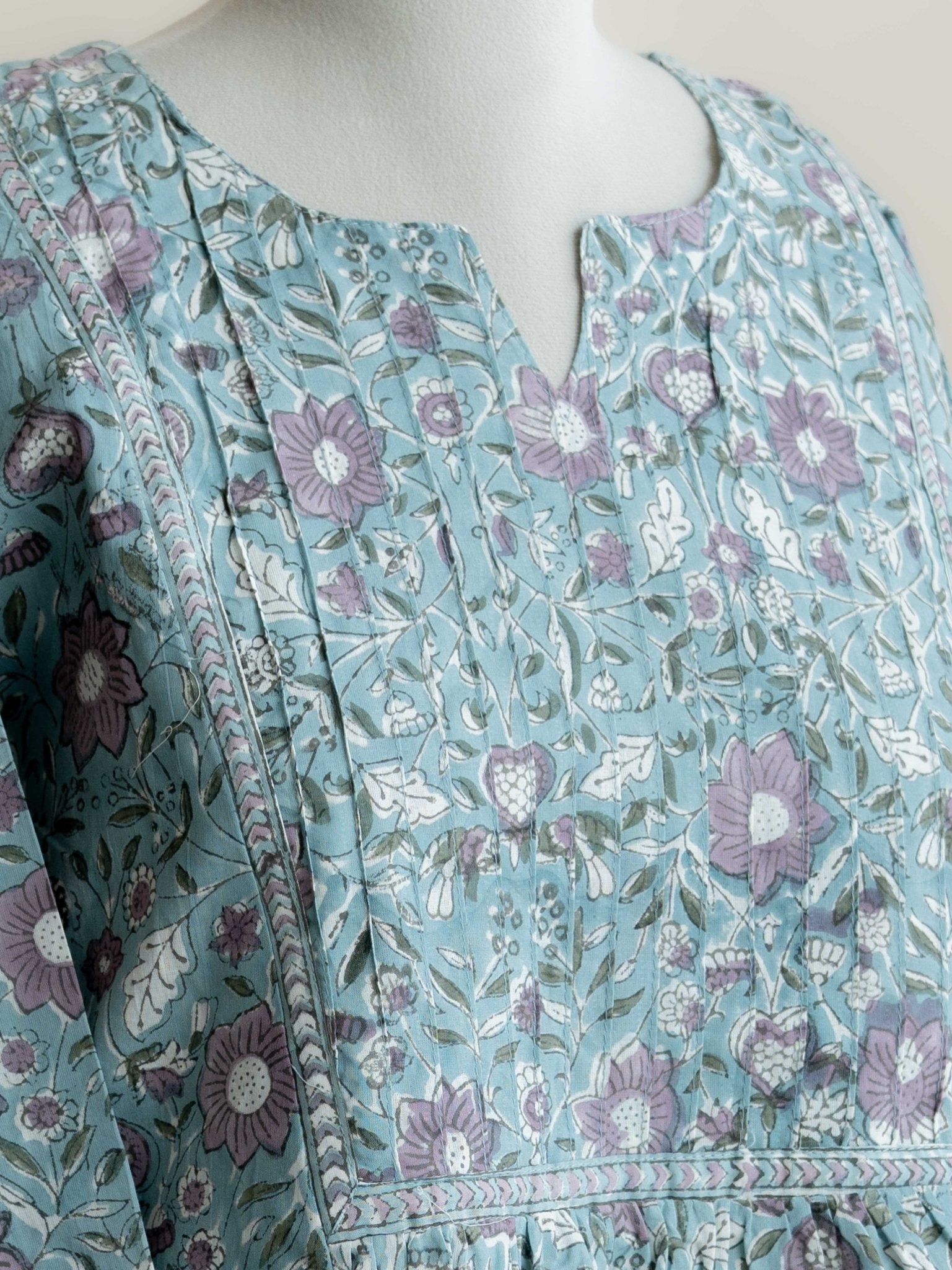 Senha Cotton Block Printed A - Line Kurta - AINA