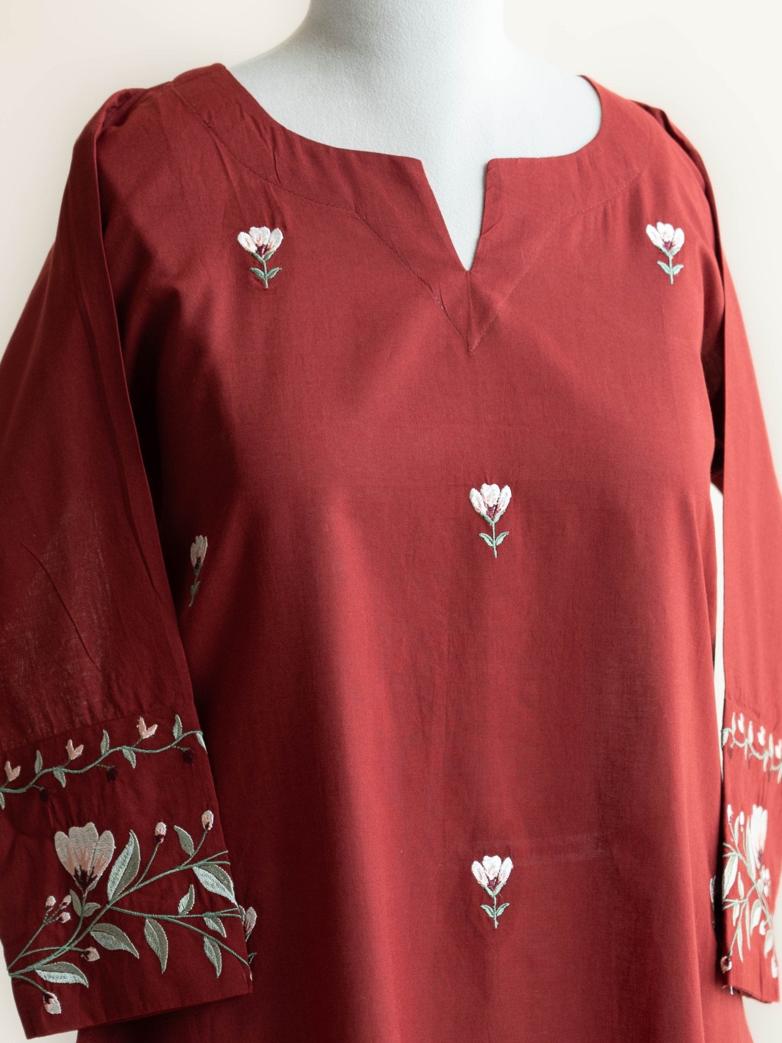 Serah Cotton Embroidered A - Line Suit Set - AINA