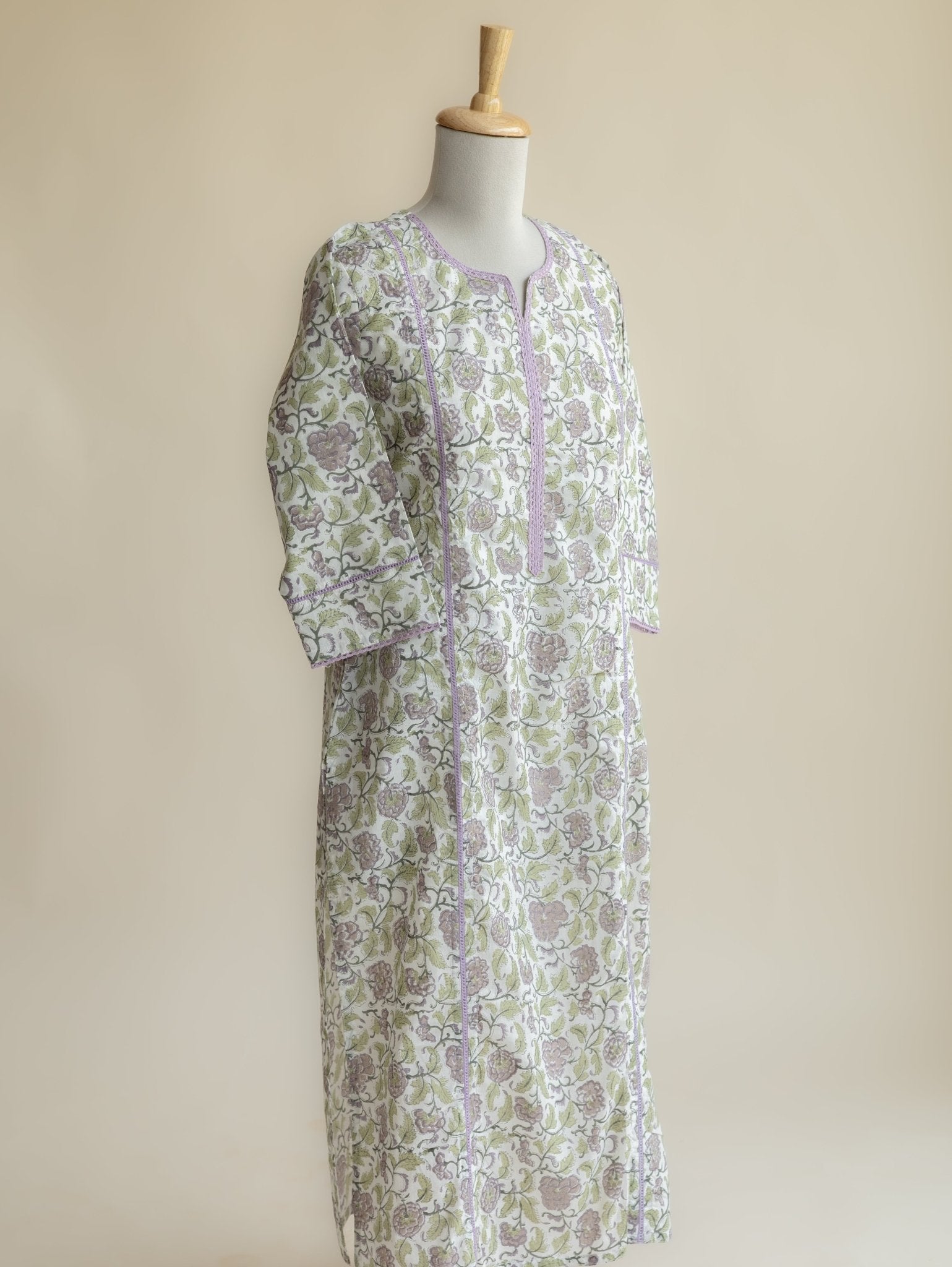 Shafeeya Cotton Block Printed Straight Kurta - AINA