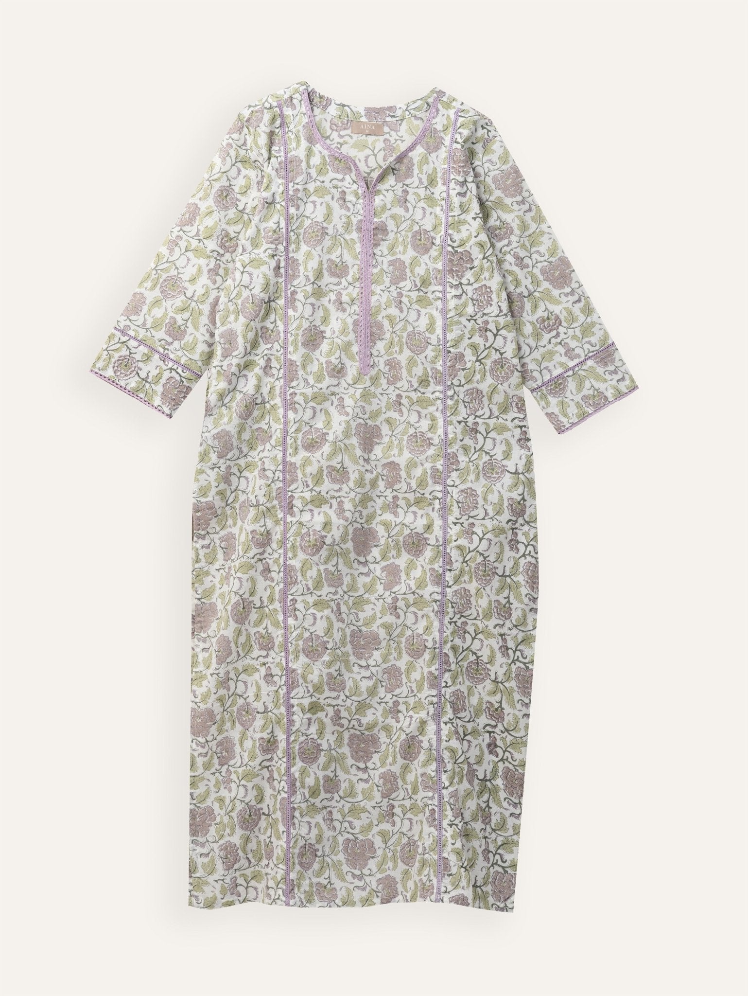 Shafeeya Cotton Block Printed Straight Kurta - AINA