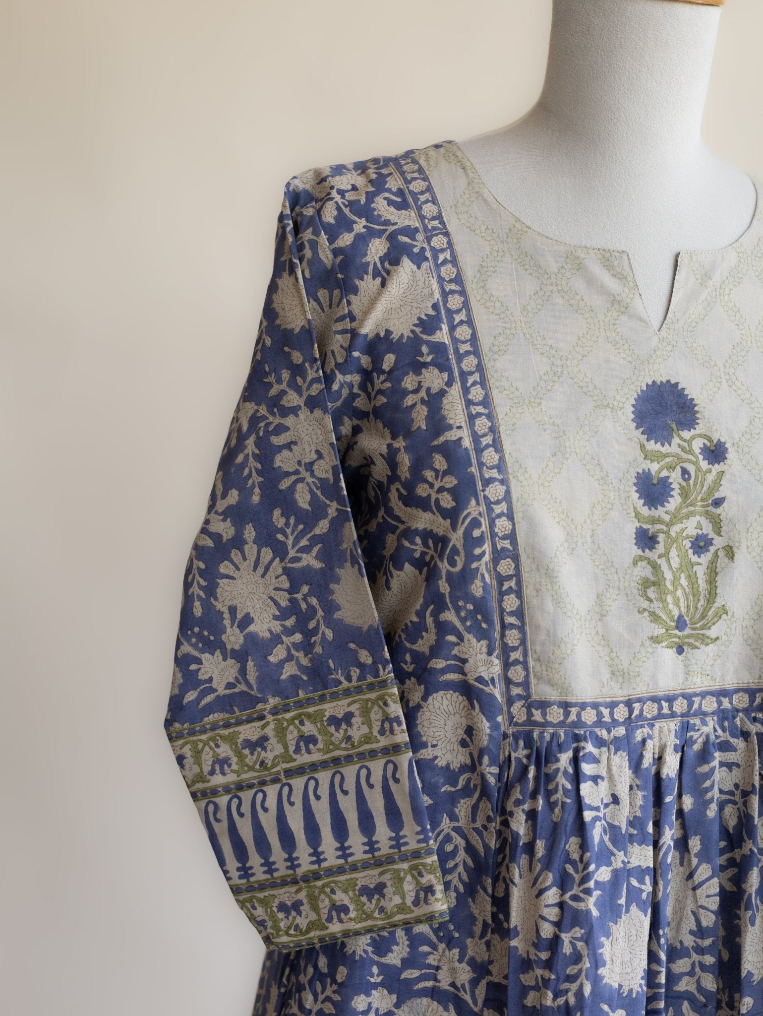 Shanti Cotton Block Printed A - Line Kurta - AINA