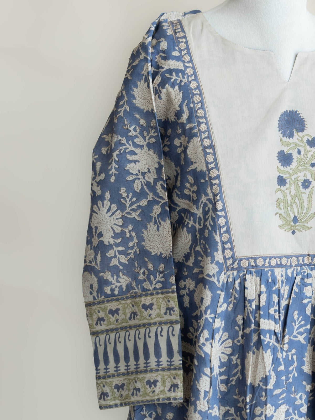 Shanti Cotton Block Printed A-Line Kurta - AINA