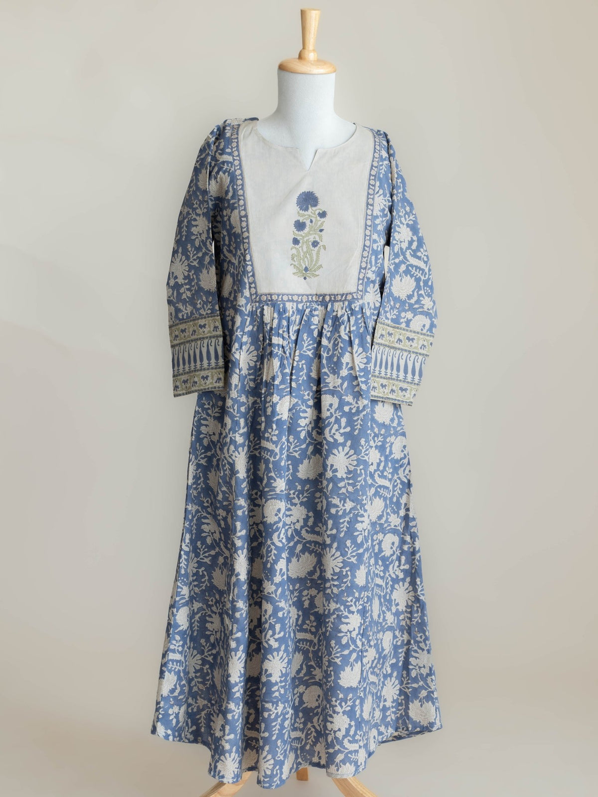 Shanti Cotton Block Printed A-Line Kurta - AINA