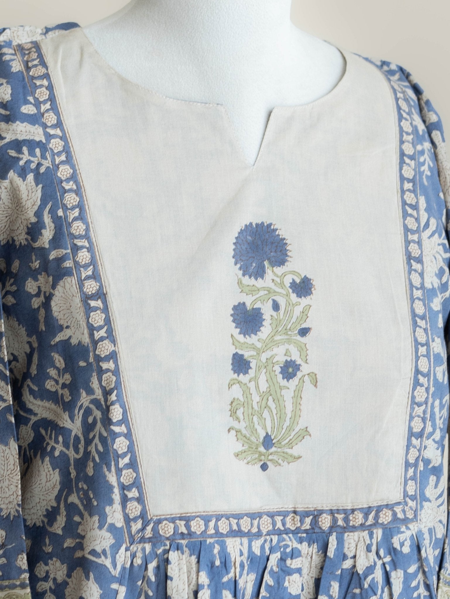 Shanti Cotton Block Printed A-Line Kurta - AINA