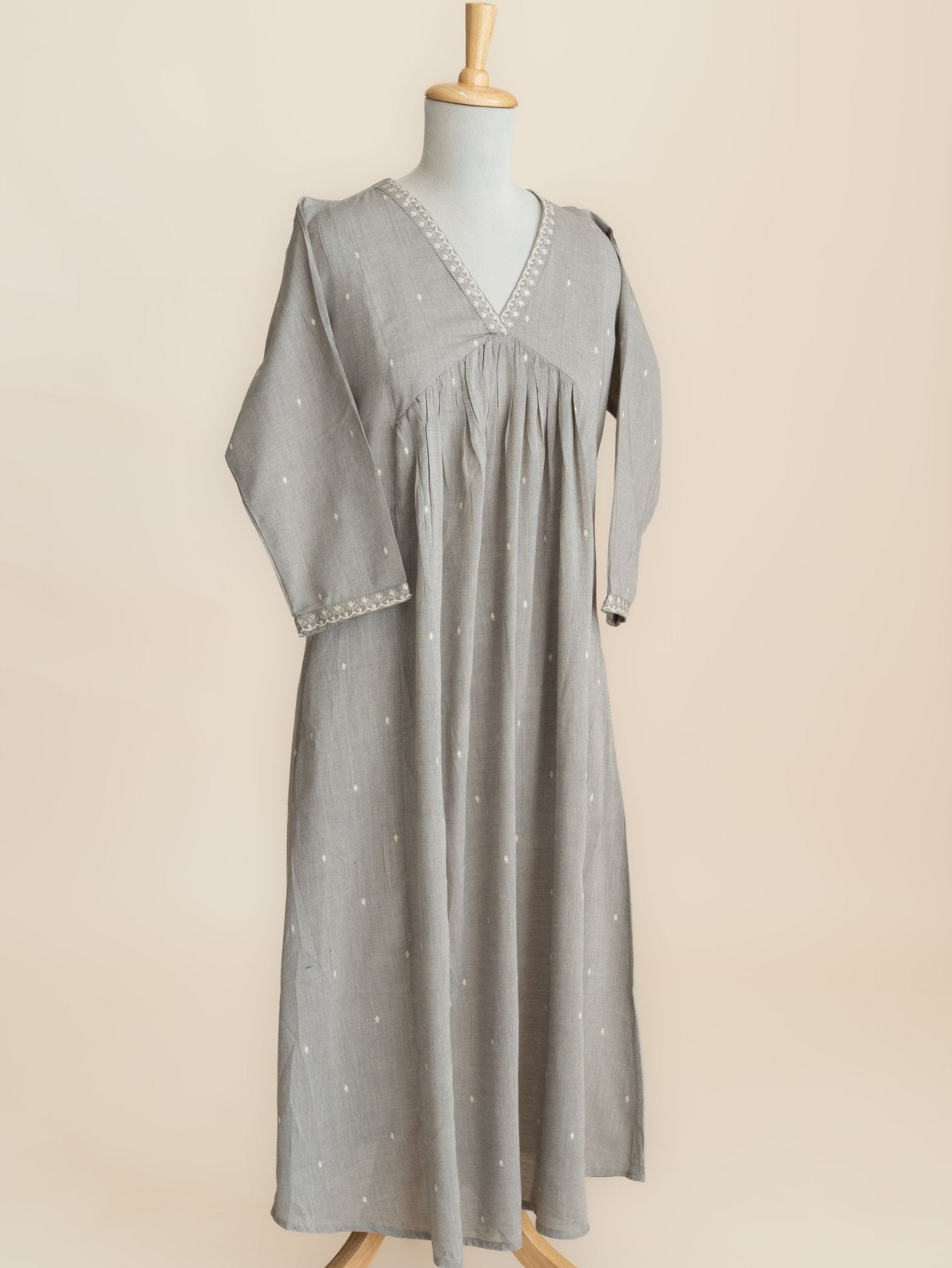 Sharika Cotton Handloom Embroidered A-Line Kurta - AINA