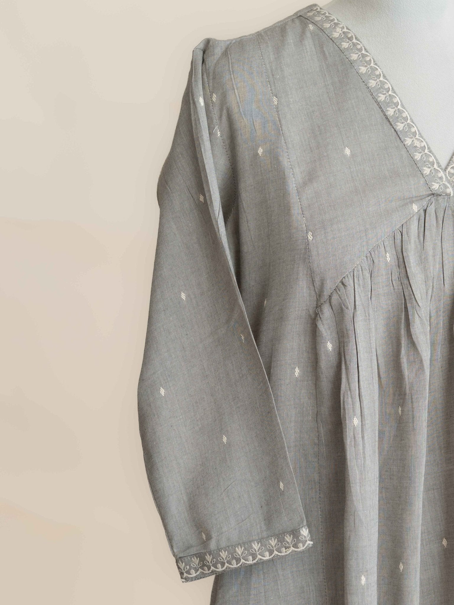 Sharika Cotton Handloom Embroidered A-Line Kurta - AINA