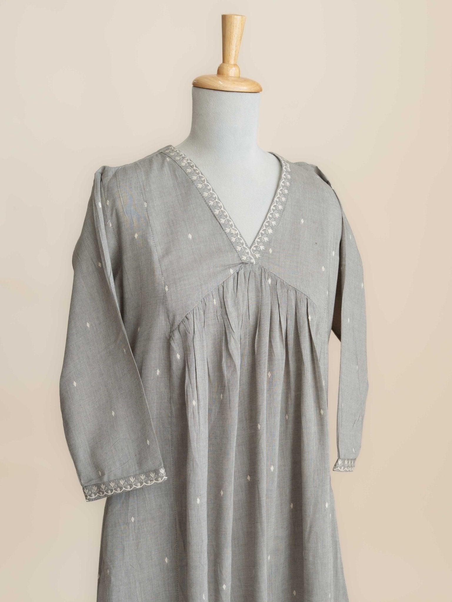 Sharika Cotton Handloom Embroidered A-Line Kurta - AINA