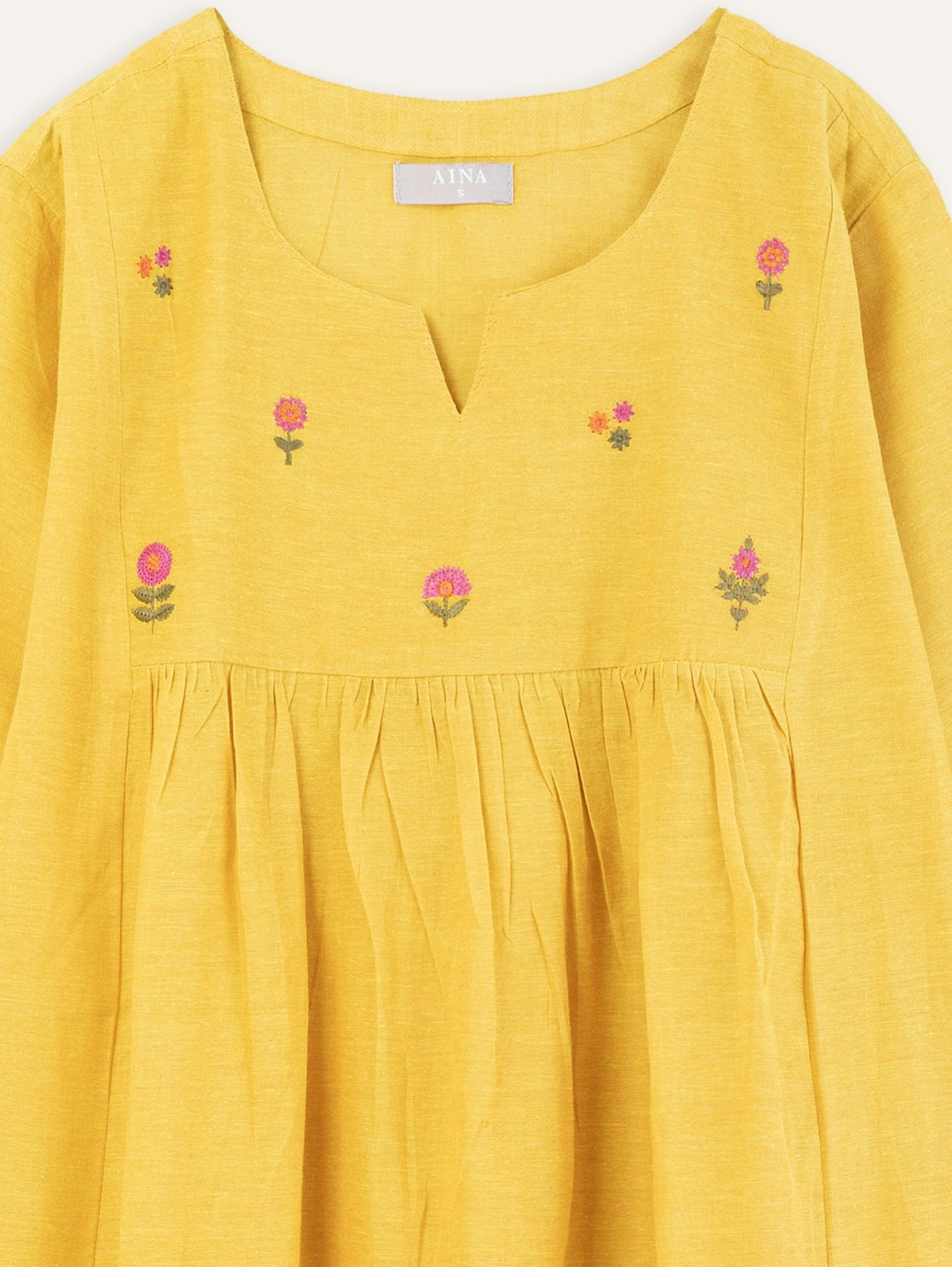 Sharon Cotton Embroidered A - line Kurta - AINA