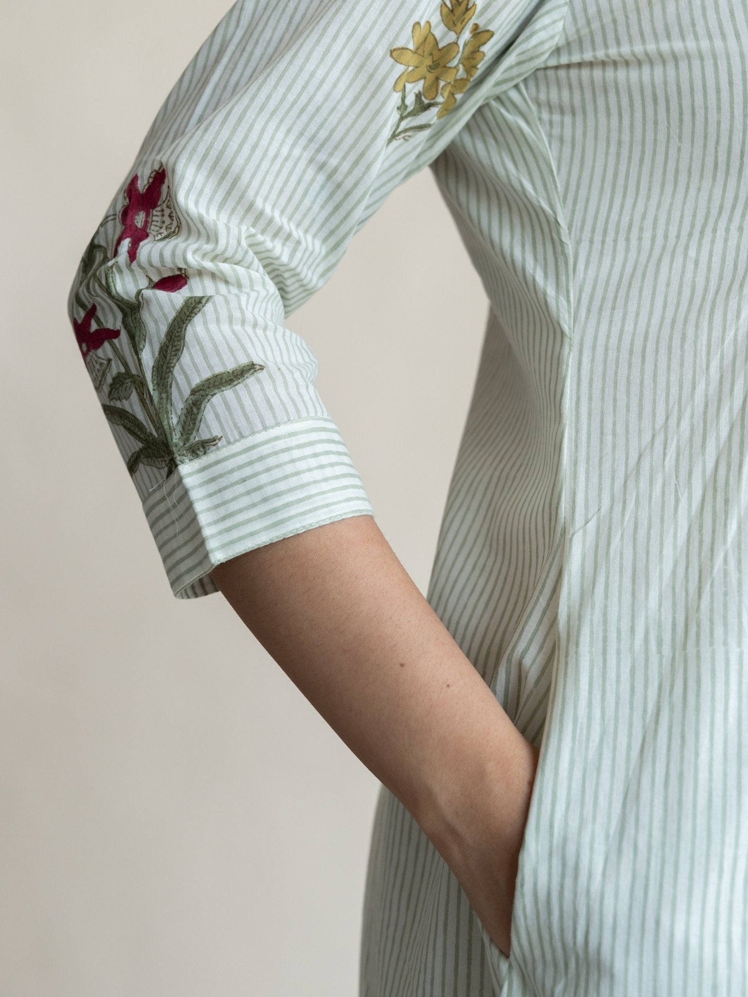 Sheela Cotton Block Printed A - Line Kurta - AINA