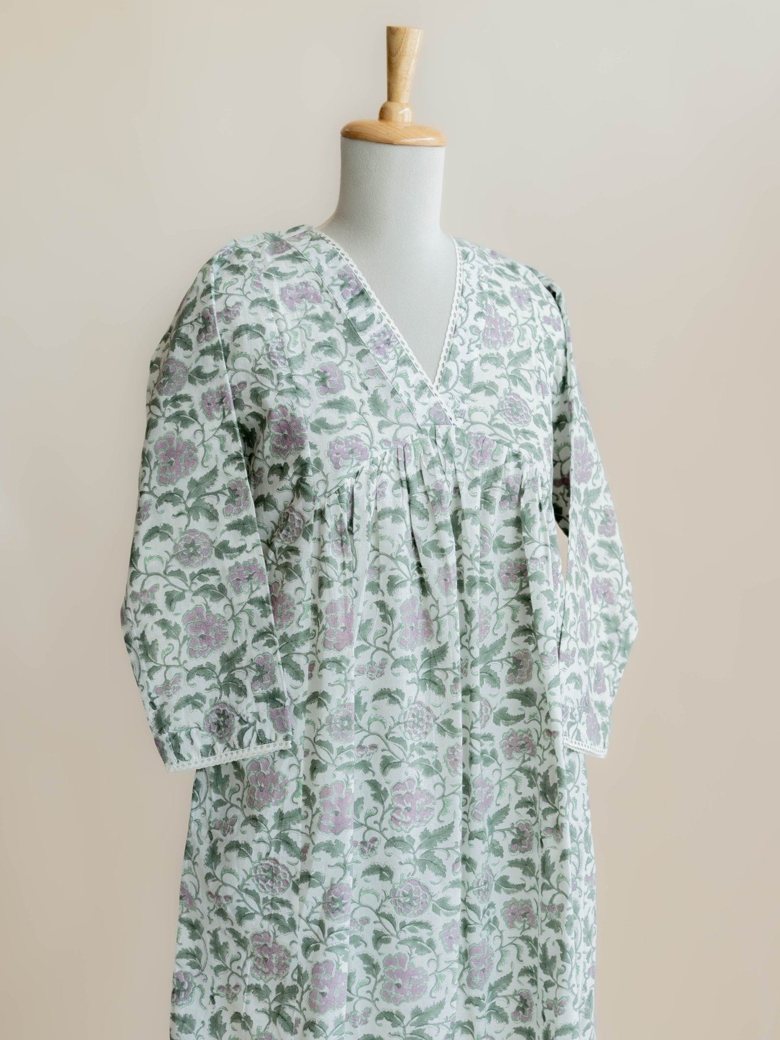Sheryl Cotton Block Printed A Line Kurta - AINA