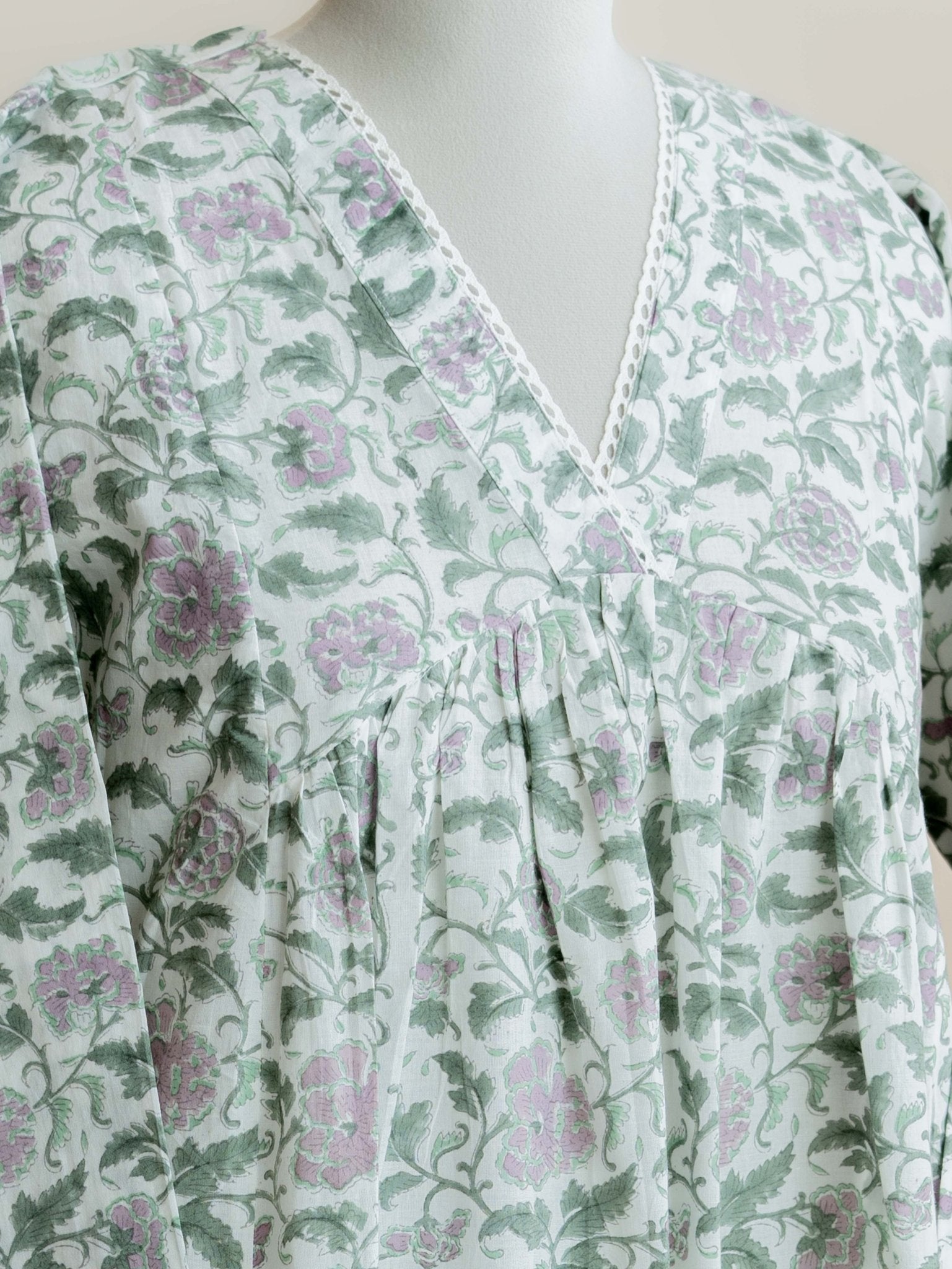 Sheryl Cotton Block Printed A Line Kurta - AINA