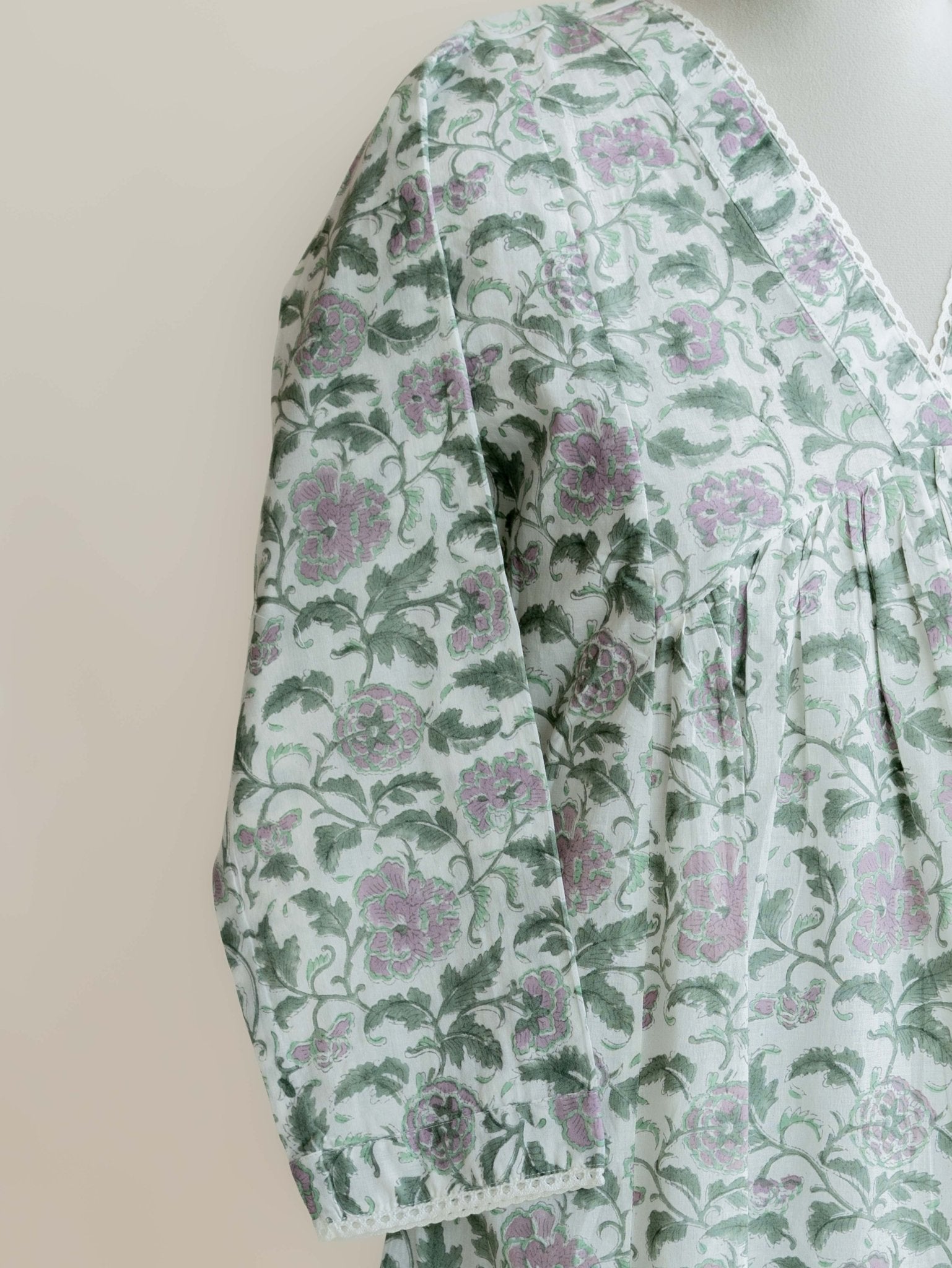 Sheryl Cotton Block Printed A Line Kurta - AINA