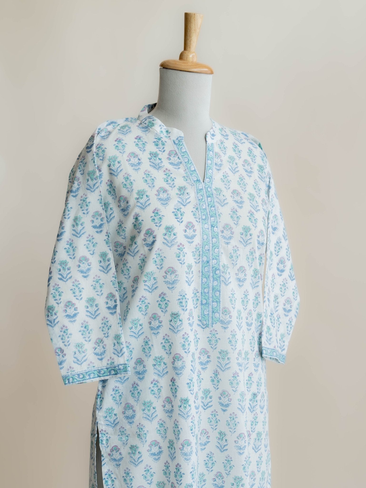 Sheryl Cotton Block Printed Straight Kurta - AINA