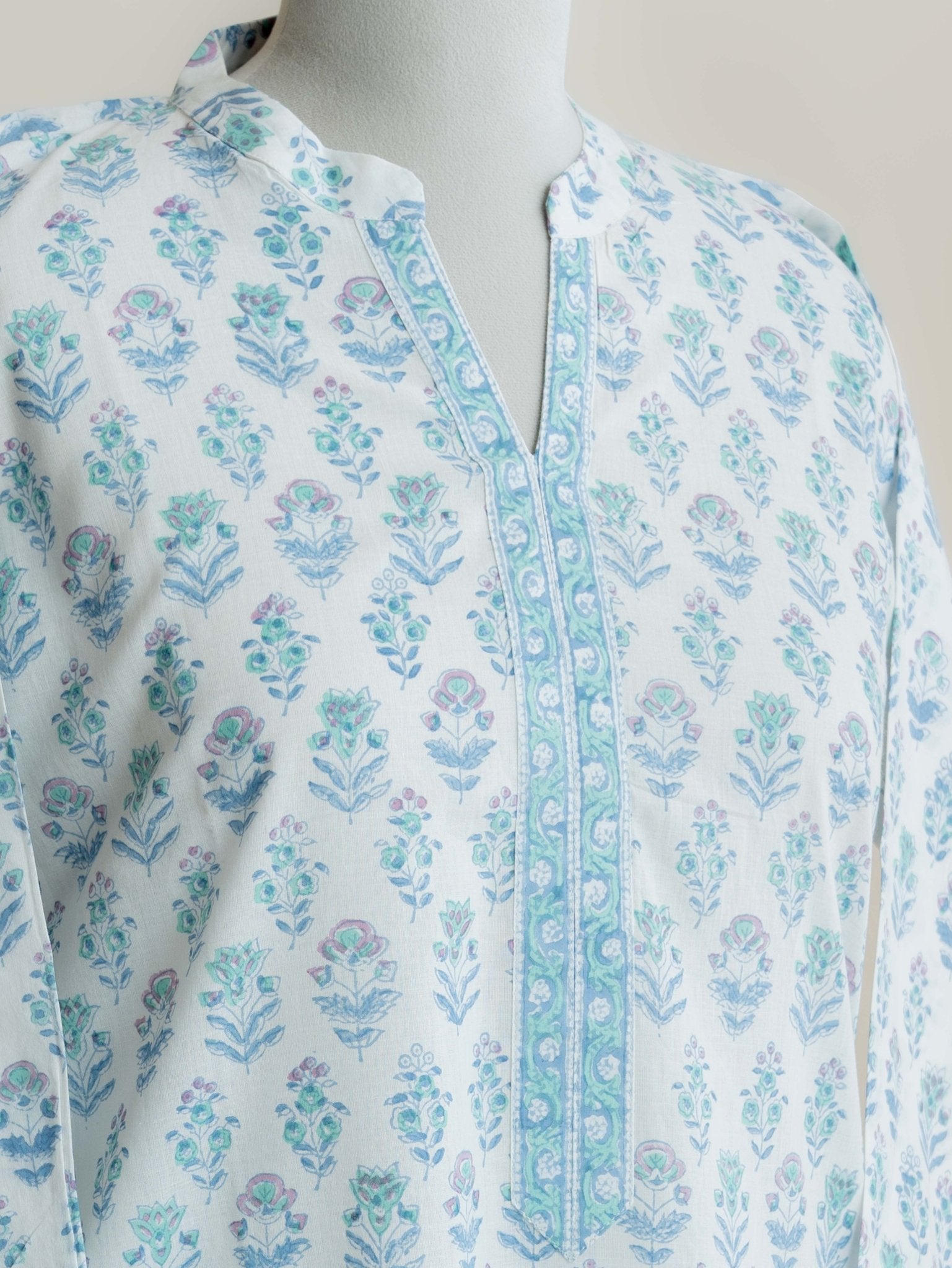 Sheryl Cotton Block Printed Straight Kurta - AINA