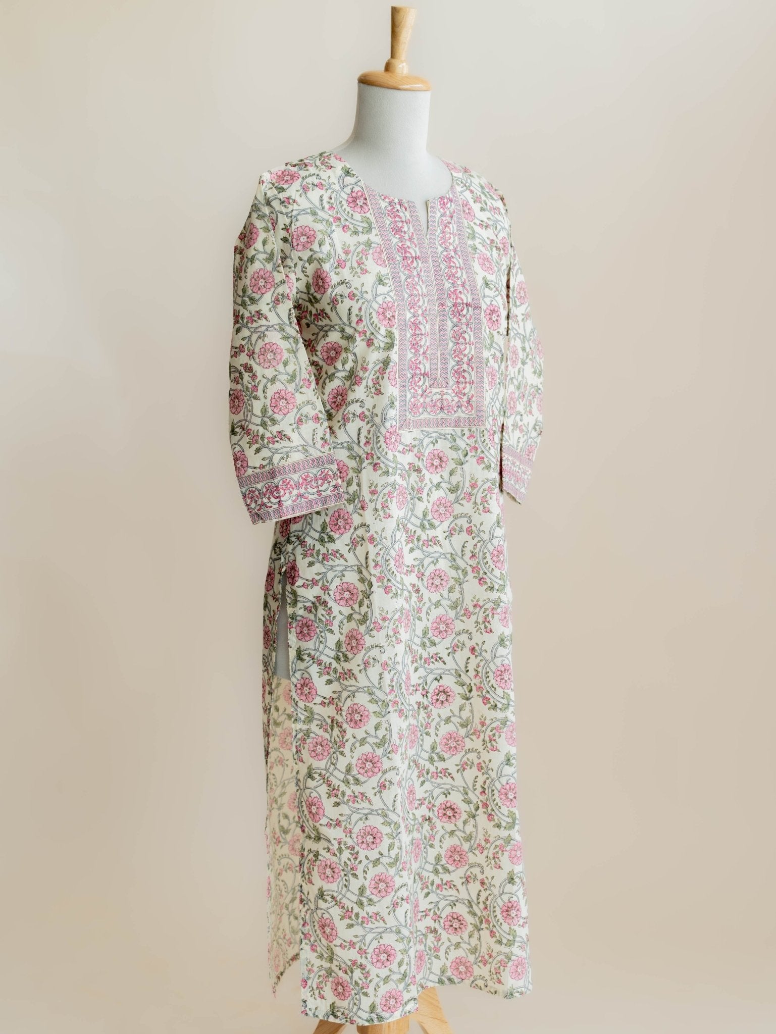 Shiloh Cotton Block Printed Straight Kurta - AINA
