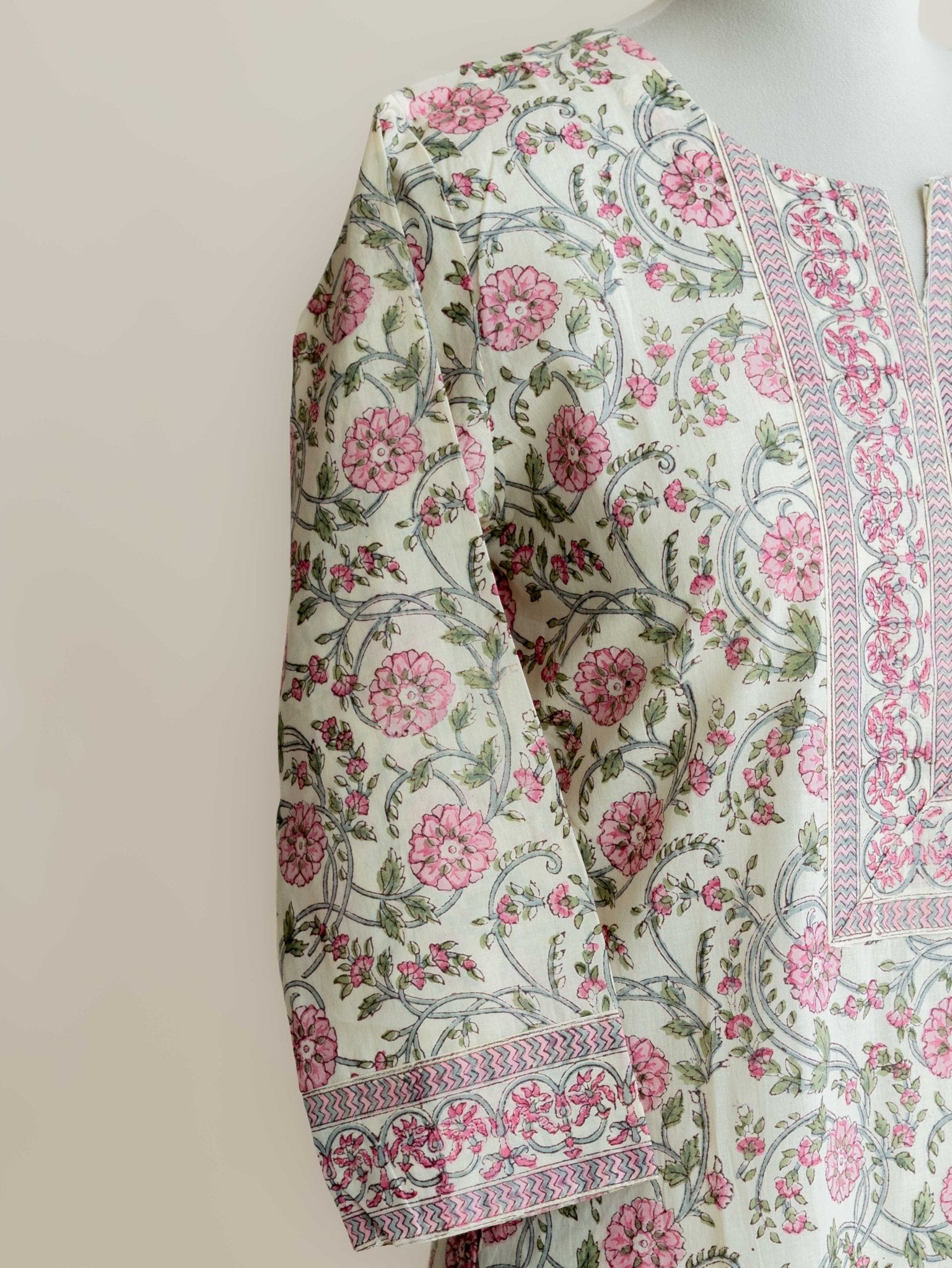 Shiloh Cotton Block Printed Straight Kurta - AINA