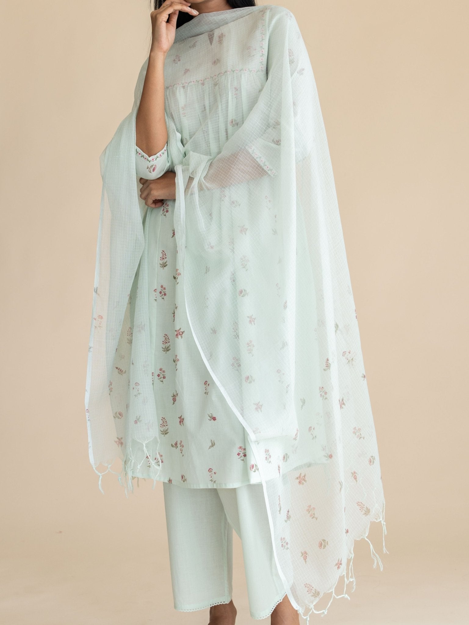 Simreet Cotton Block Printed A - Line Suit Set - AINA
