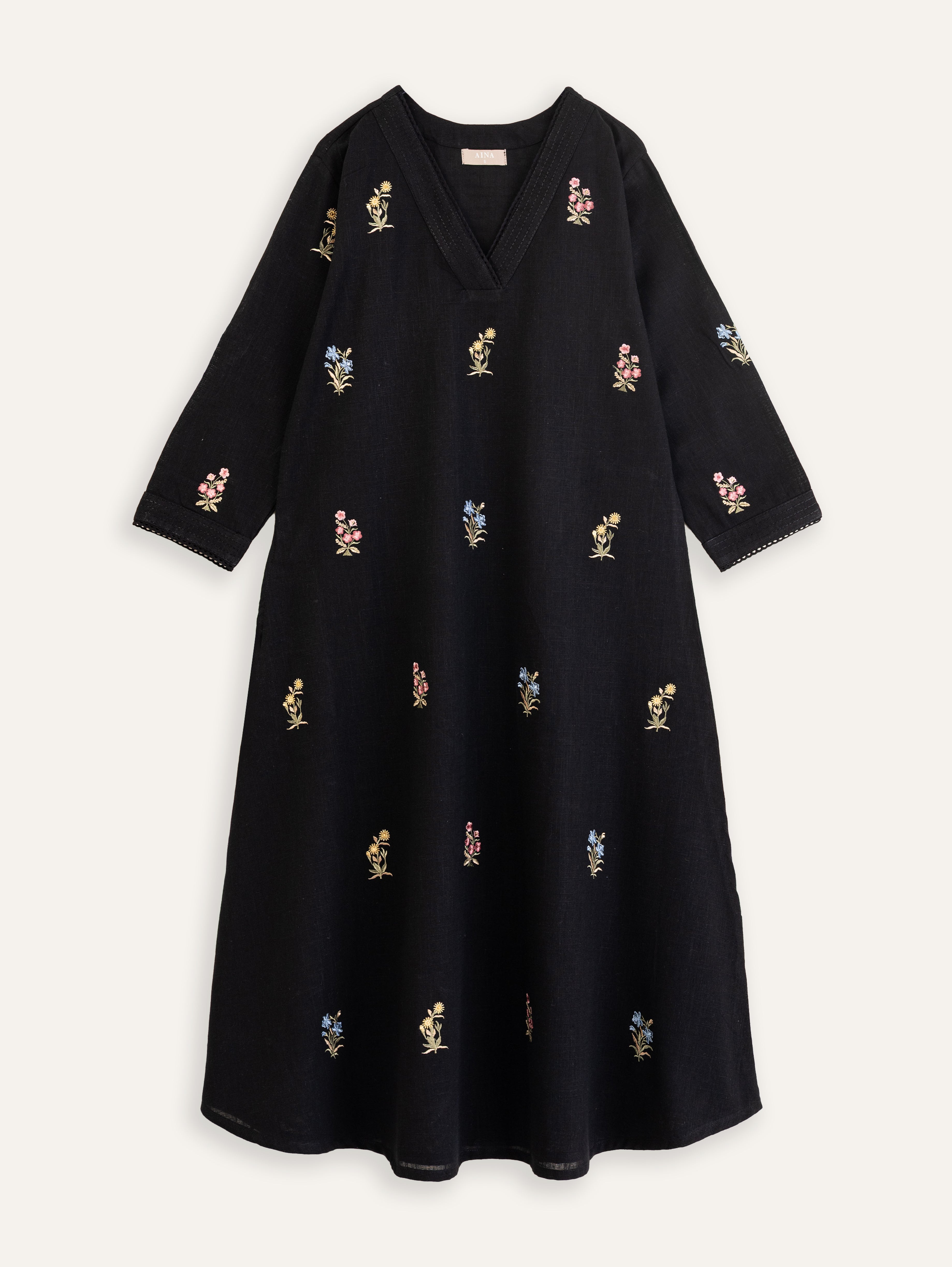 Rakshitha Cotton Flax Embroidered A-Line Kurta