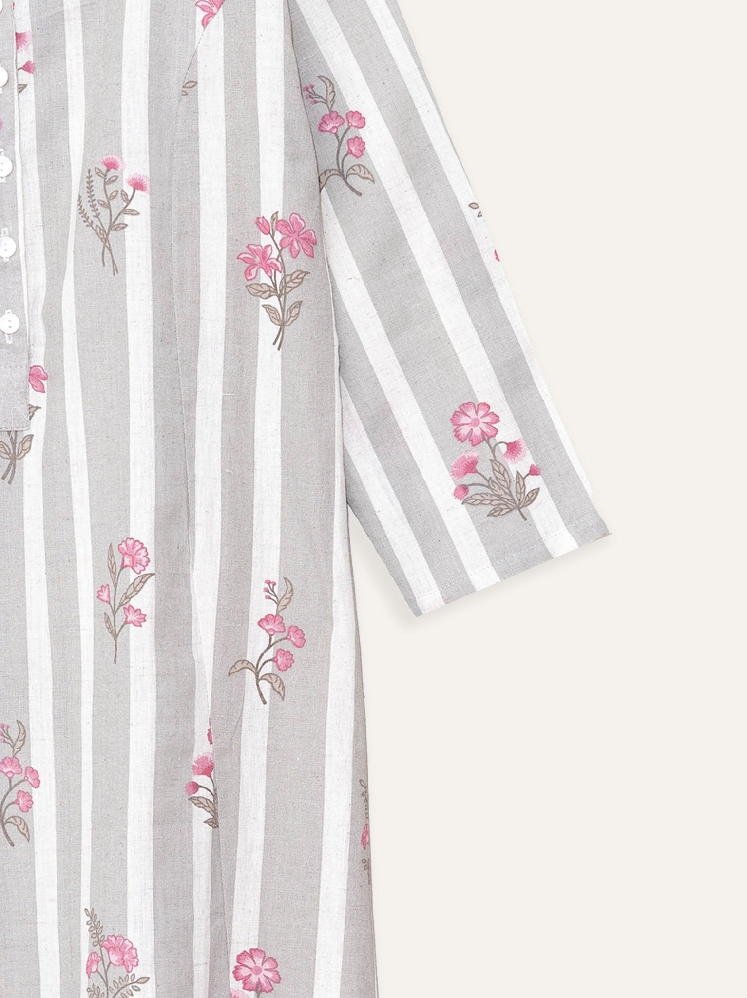 Sneha Cotton Flax Printed A - Line Kurta - AINA